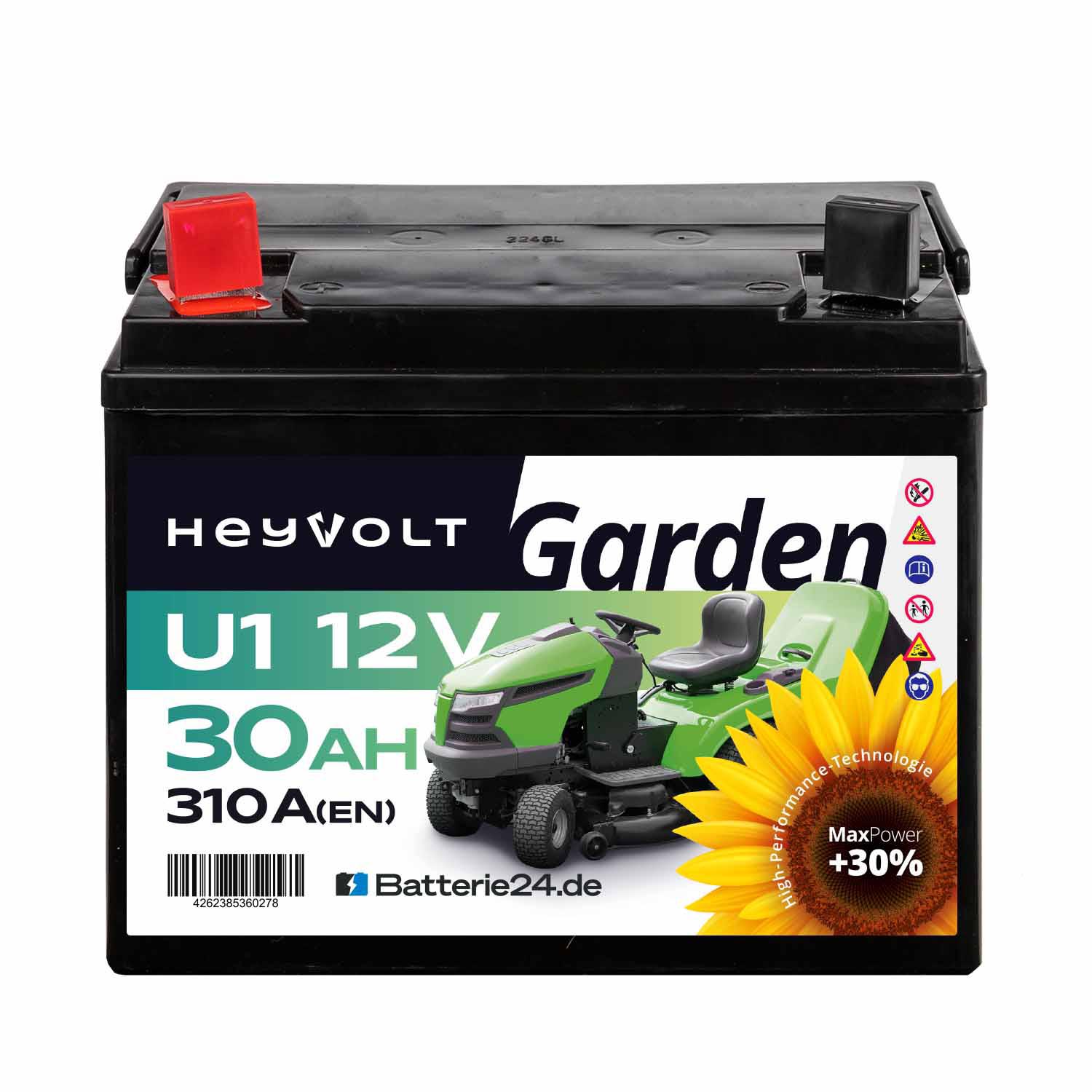 HeyVolt Garden U1 SLA Rasentraktorbatterie 30Ah 310A