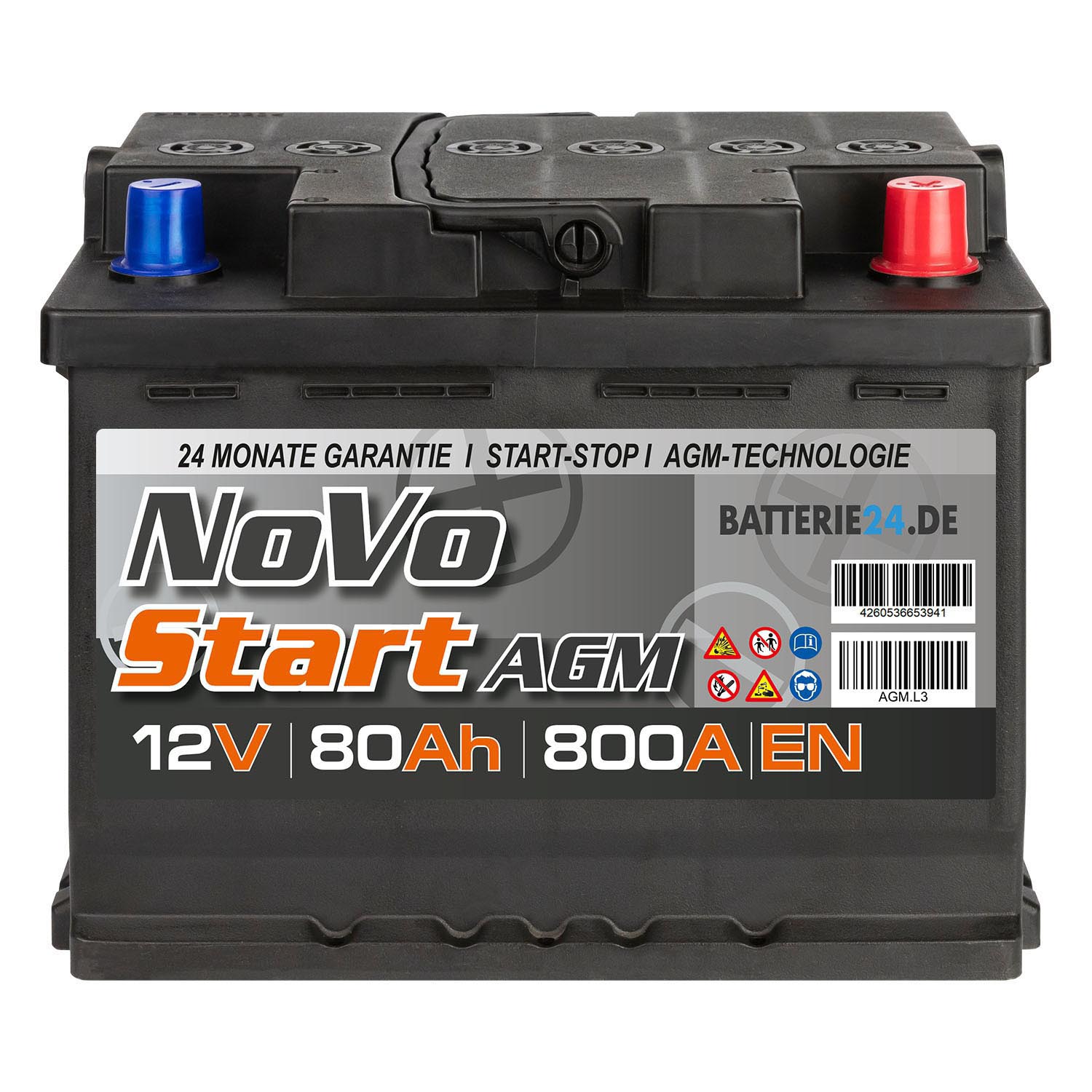 Novo AGM Autobatterie 12V 80Ah