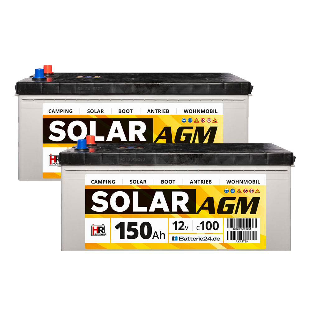 2x HR Solar AGM 12V 150Ah Versorgungsbatterie