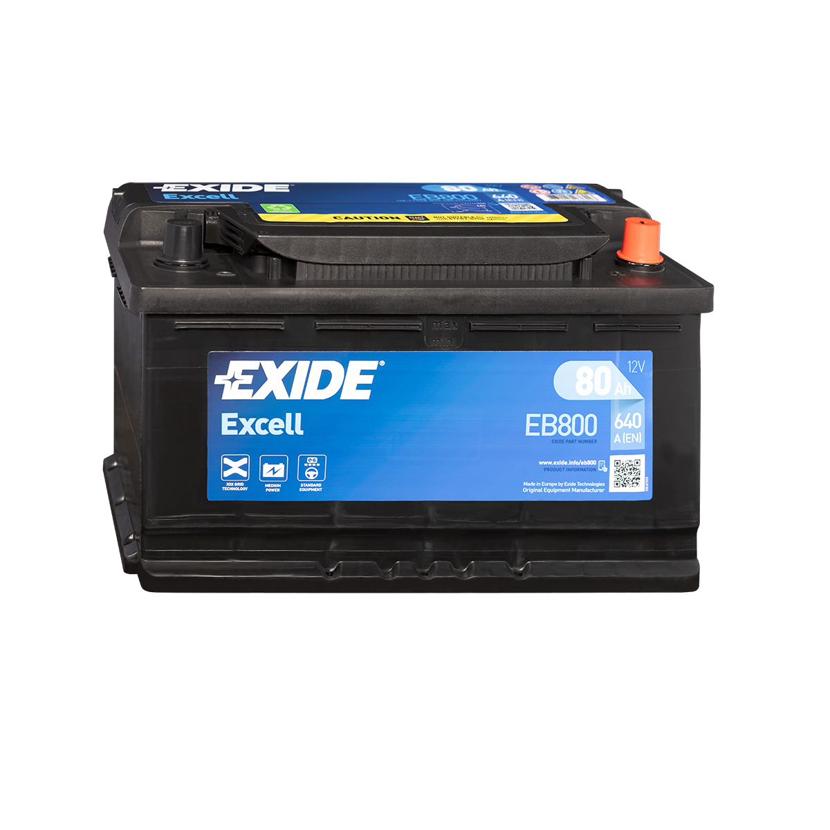 Exide Excell EB800 12V 80Ah Autobatterie