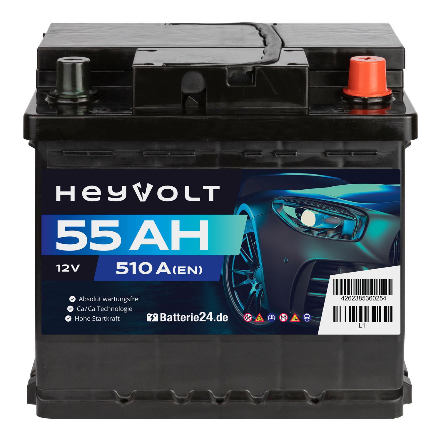 HeyVolt Start Autobatterie 12V 55Ah