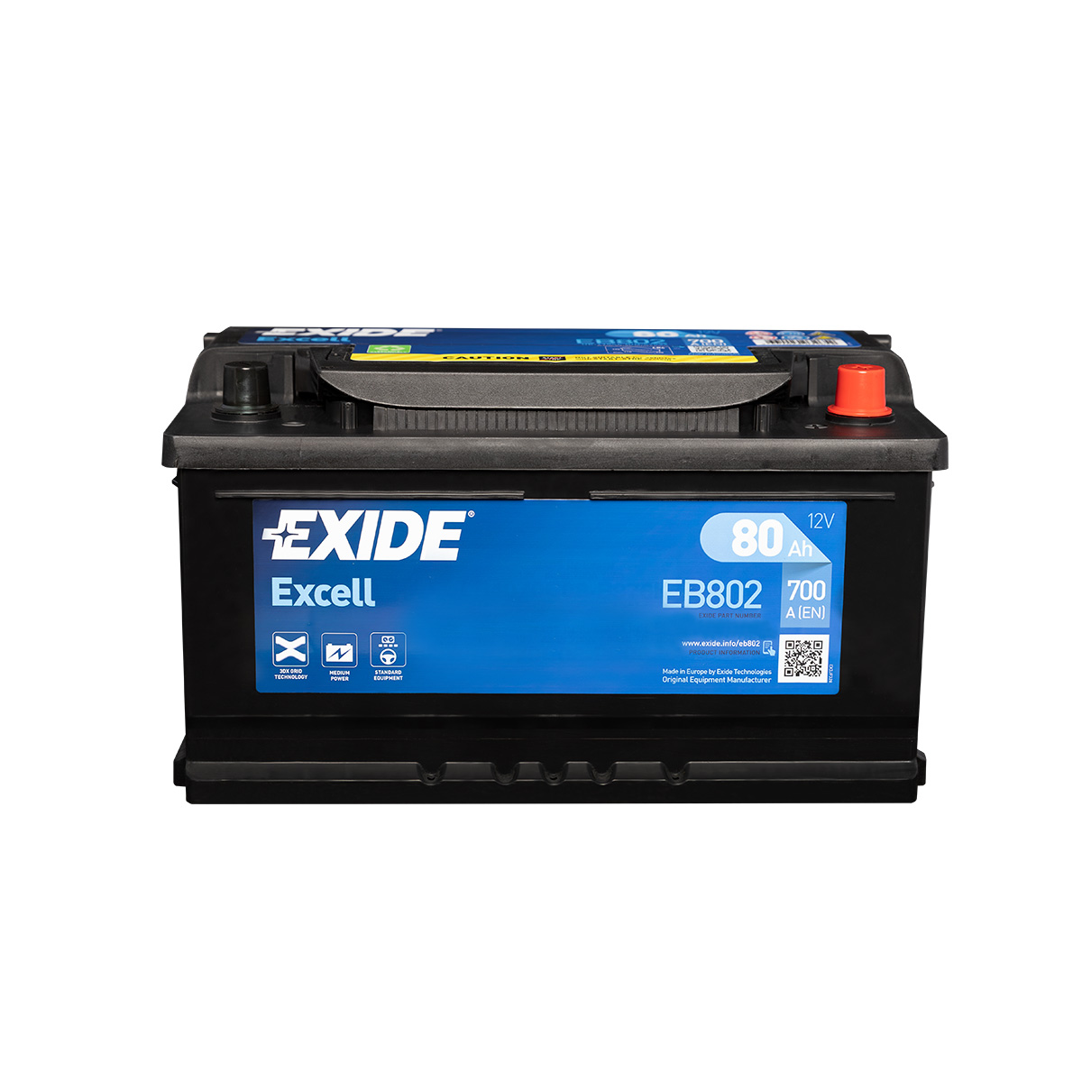 Exide Excell EB802 12V 80Ah Autobatterie