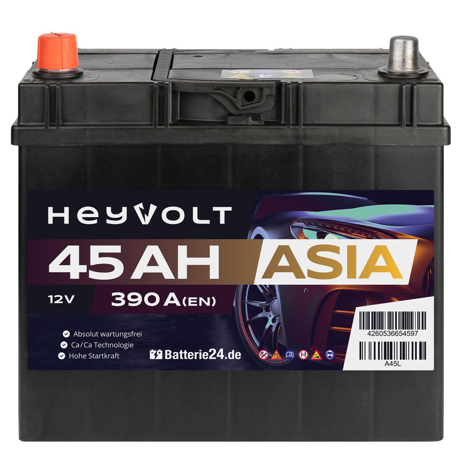 HeyVolt ASIA Autobatterie A45L 12V 45Ah