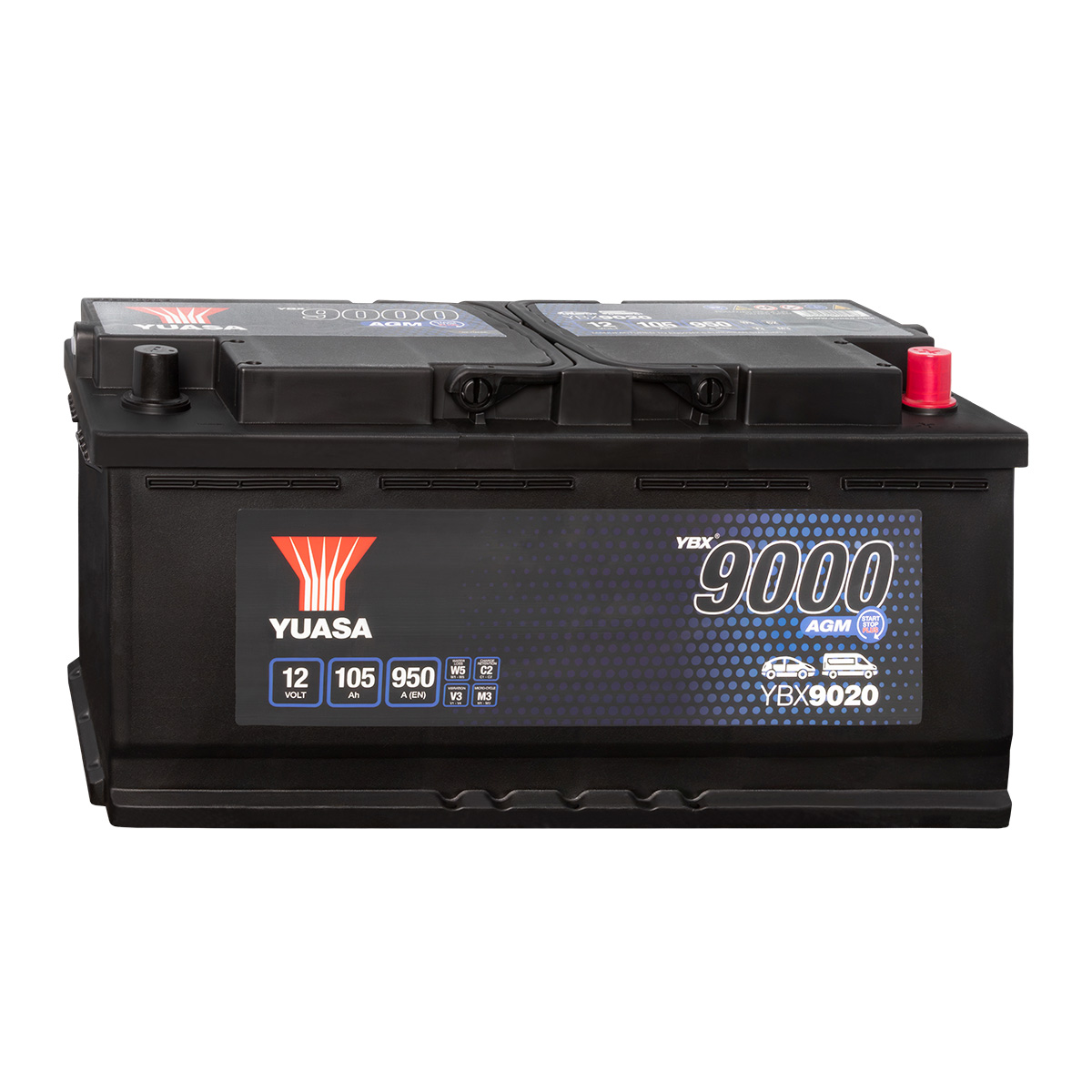 Yuasa YBX9020 AGM 12V 105Ah Autobatterie