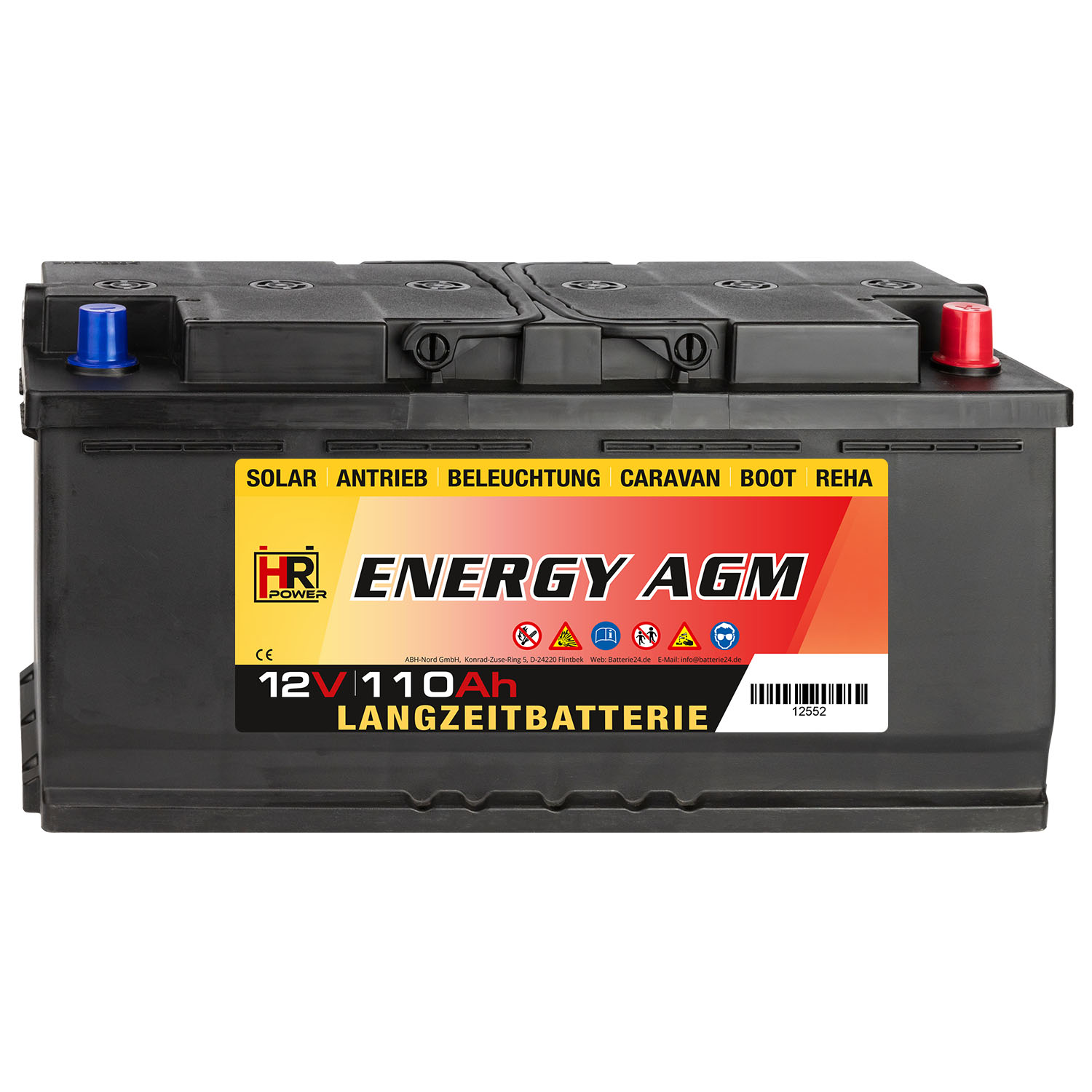 HR-ENERGY AGM Batterie 12V 110Ah