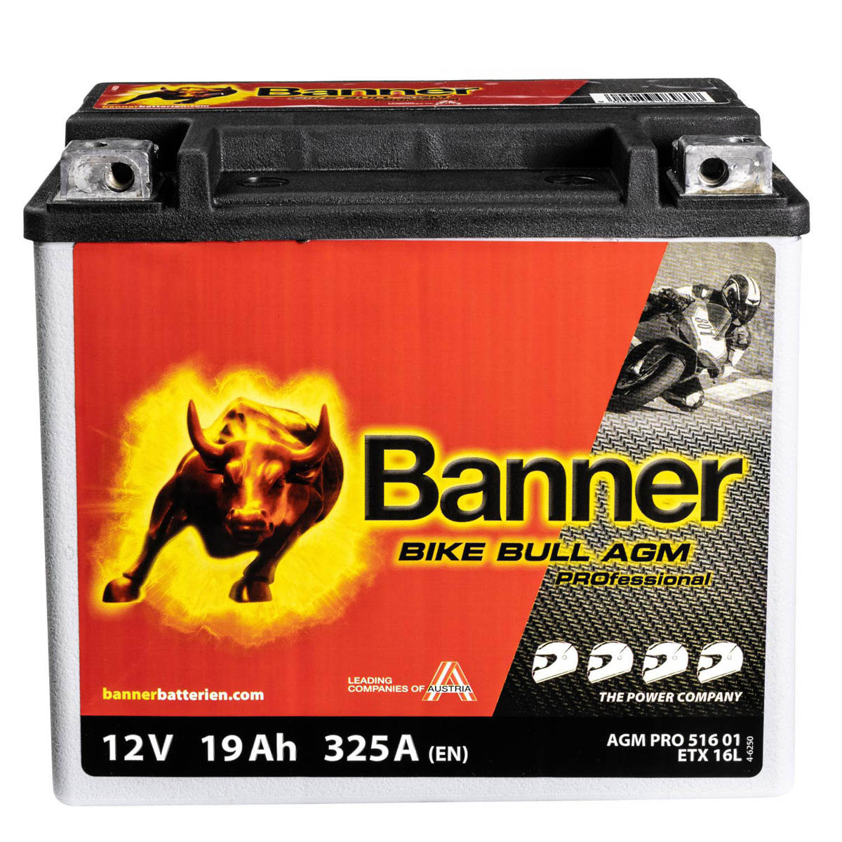 Banner AGM PRO Motorradbatterie 51601 BETX16L 12V 19Ah