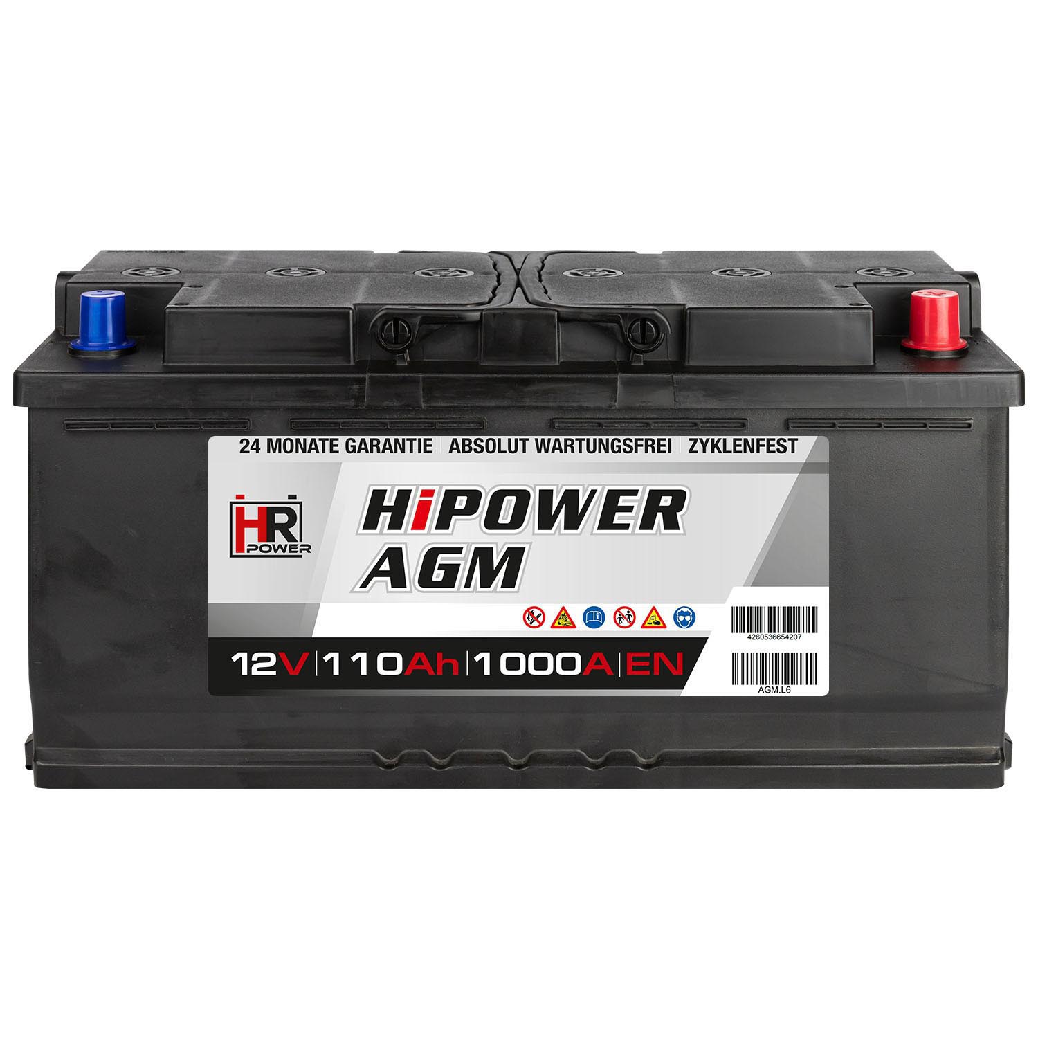 HR HiPower Autobatterie AGM Batterie 12V 110Ah