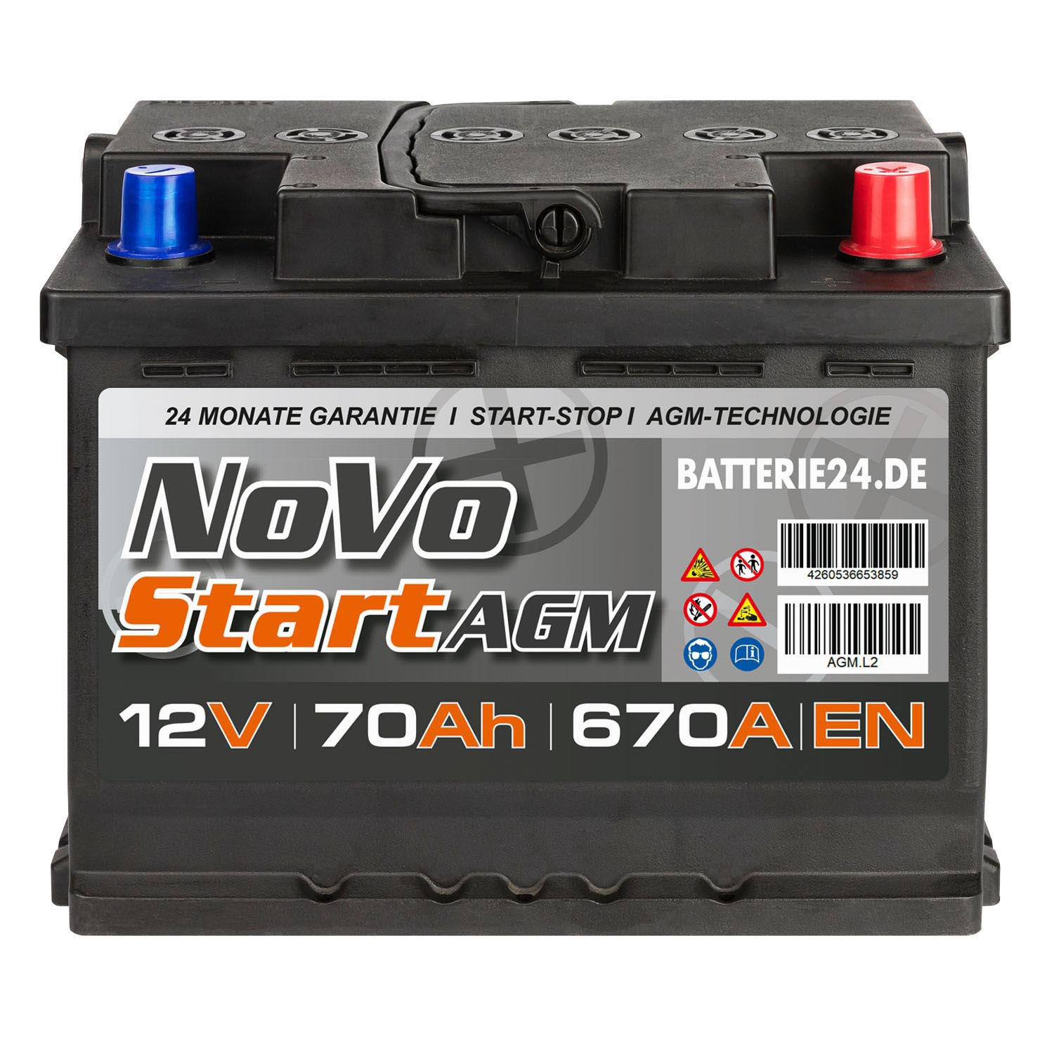 Novo AGM Autobatterie 12V 70Ah