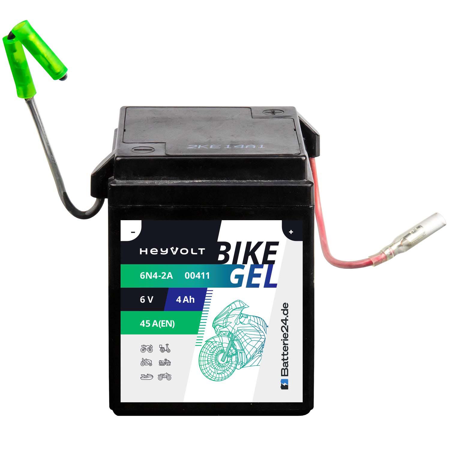 HeyVolt BIKE GEL Motorradbatterie 6-6N4-2A 00411 6V 4Ah