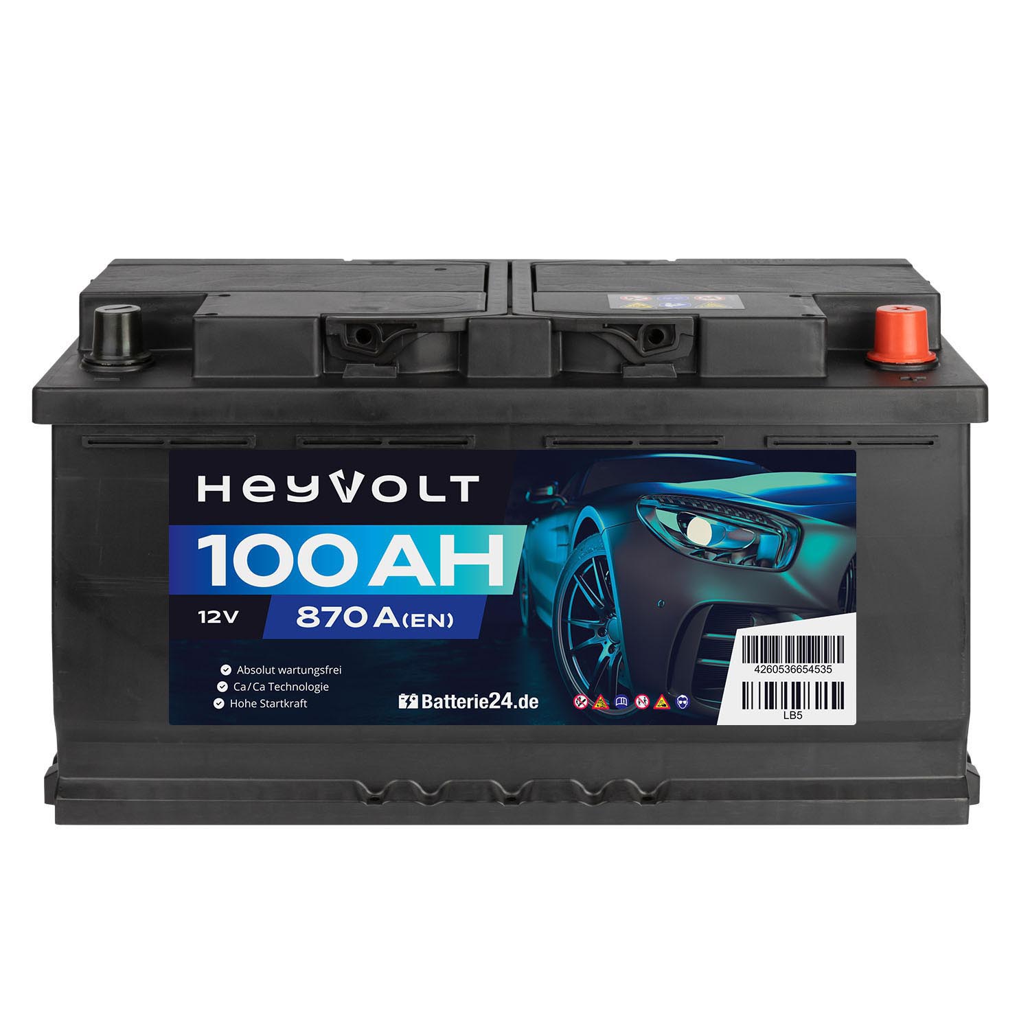 HeyVolt Start Autobatterie 12V 100Ah