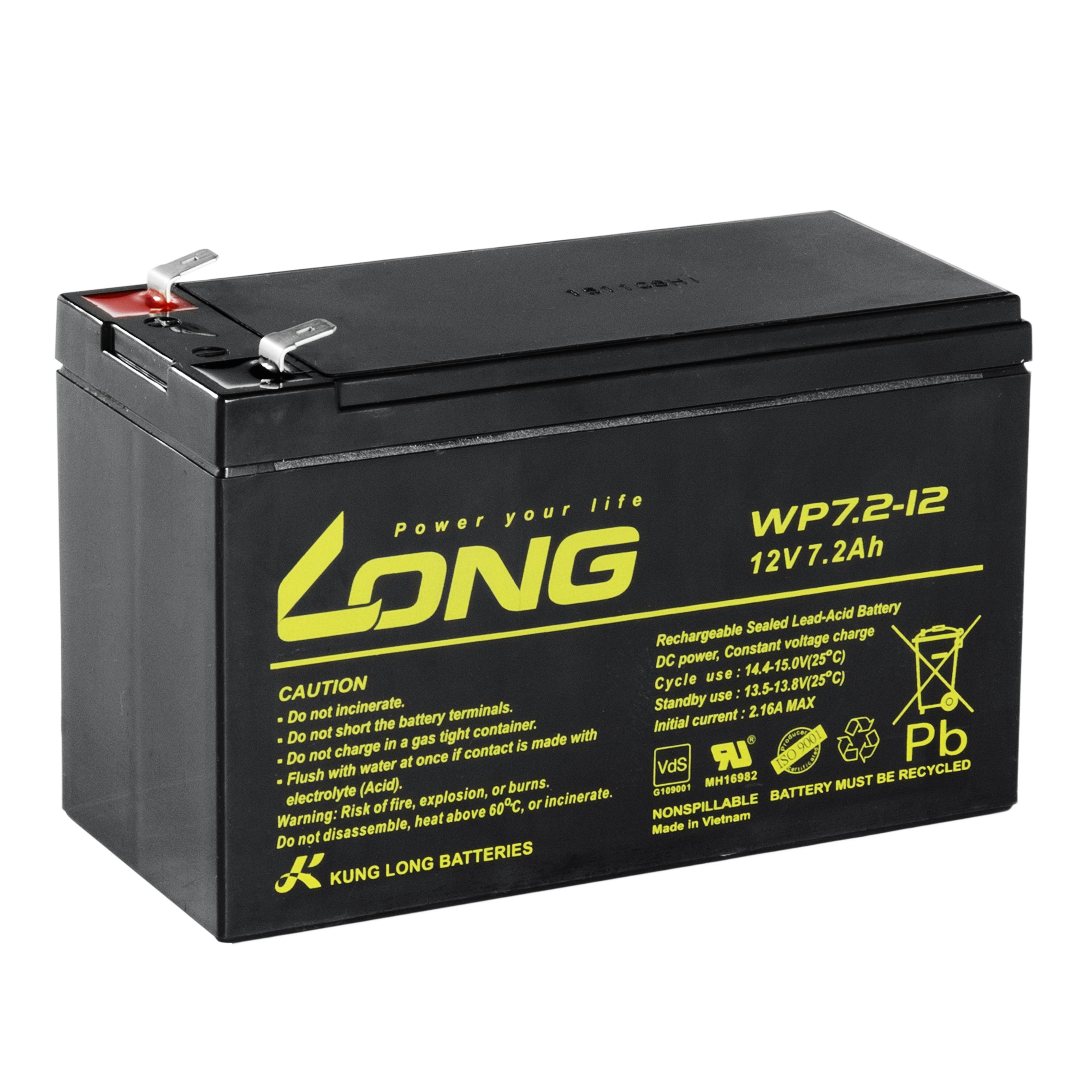 LONG Bleiakku WP7.2-12 F2 12V 7,2Ah mit VdS