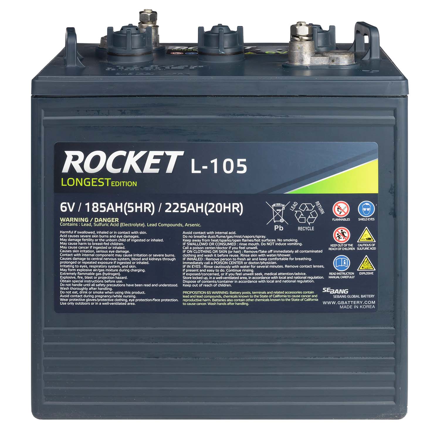 Rocket Deep Cycle Batterie L-105 6V 225Ah