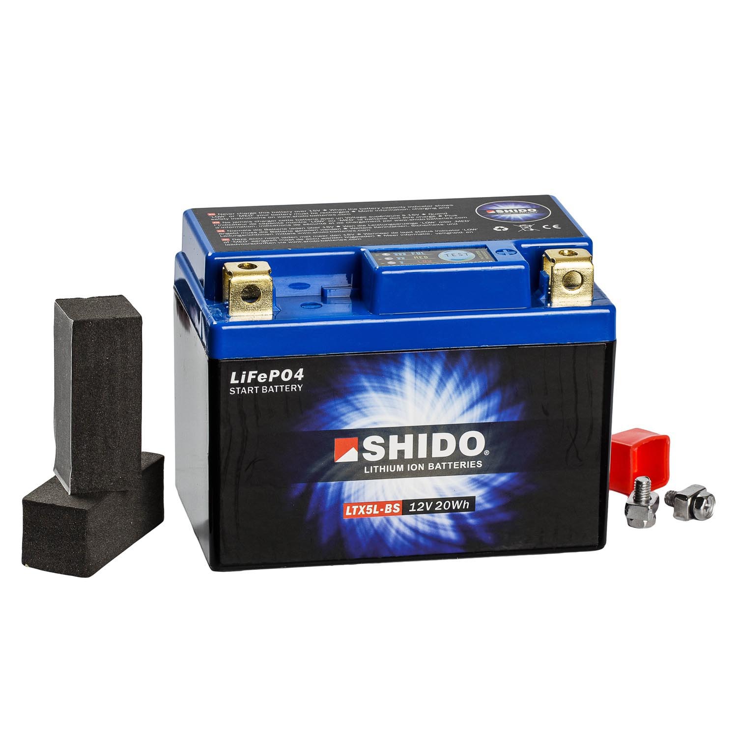 Shido Lithium Motorradbatterie LiFePO4 LTX5L-BS 12V