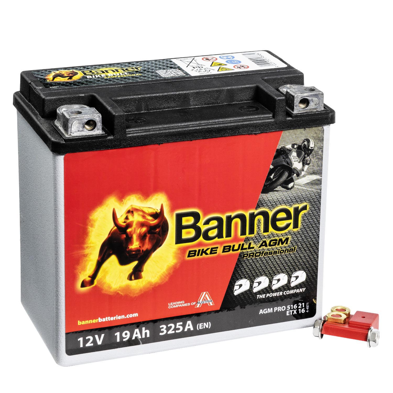 Banner AGM PRO Motorradbatterie 51621 BETX16 12V 19Ah