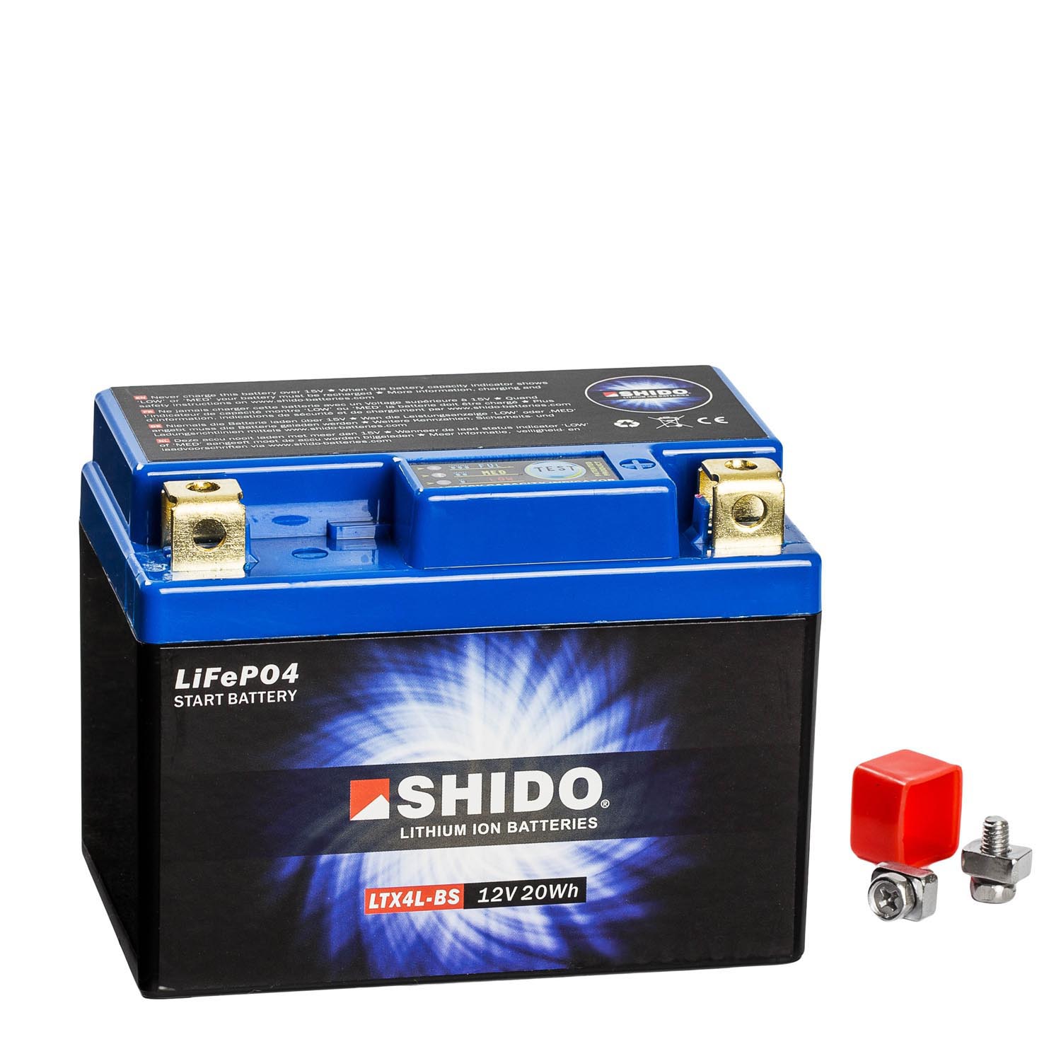 Shido Lithium Motorradbatterie LiFePO4 LTX4L-BS 12V