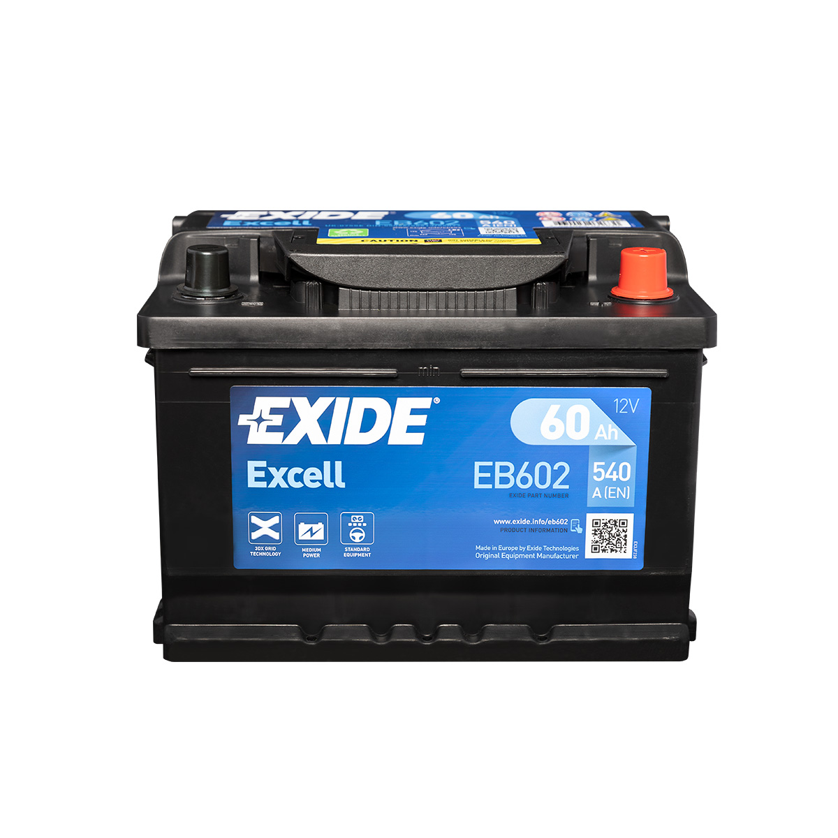 Exide Excell EB602 12V 60Ah Autobatterie