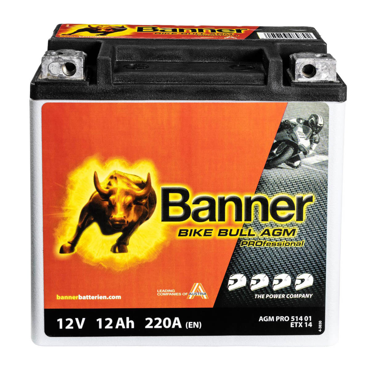Banner AGM PRO Motorradbatterie 51401 BETX14 12V 12Ah