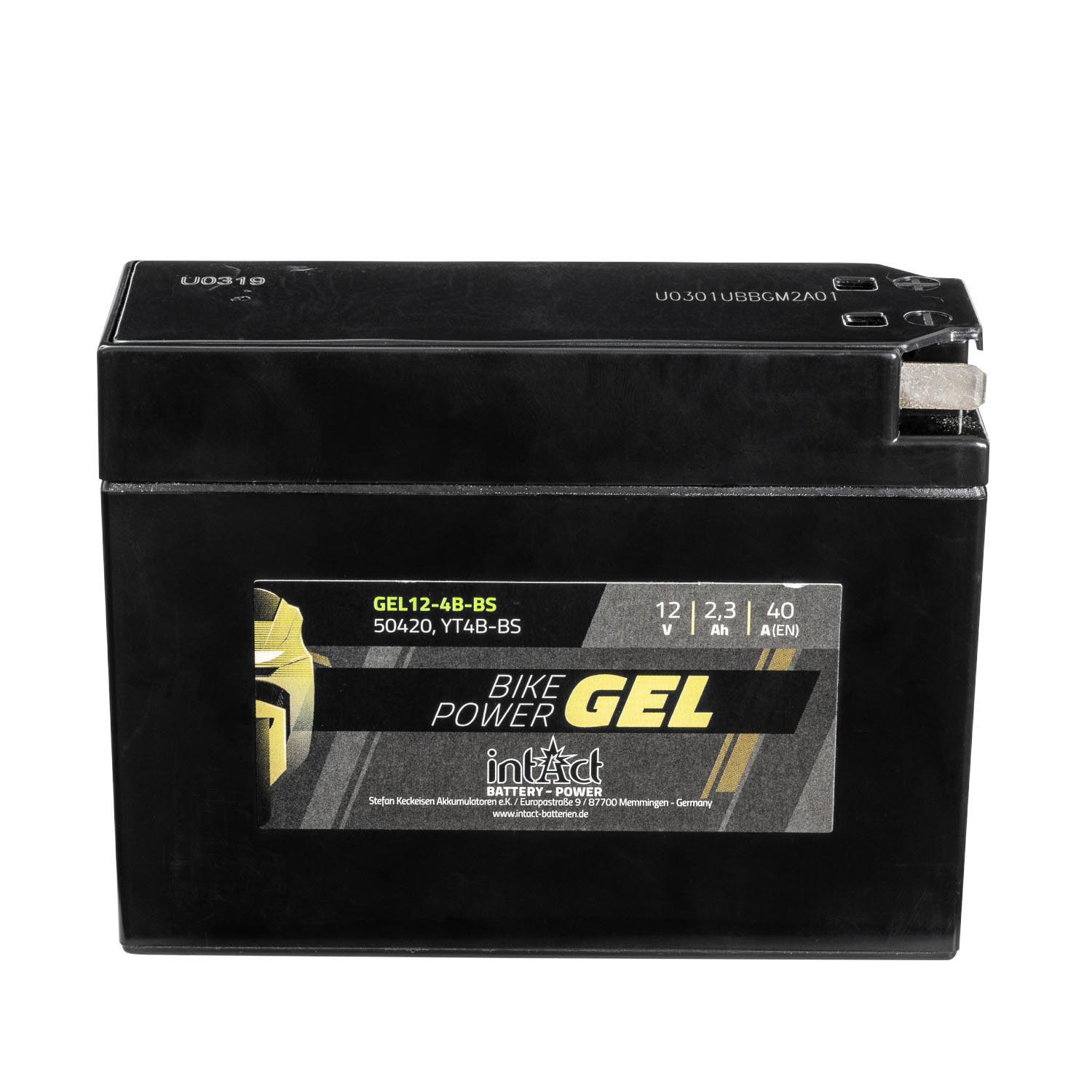 intAct Bike-Power Motorradbatterie GEL YT4B-BS 12V 2,3Ah 50420 GEL12-4B-BS