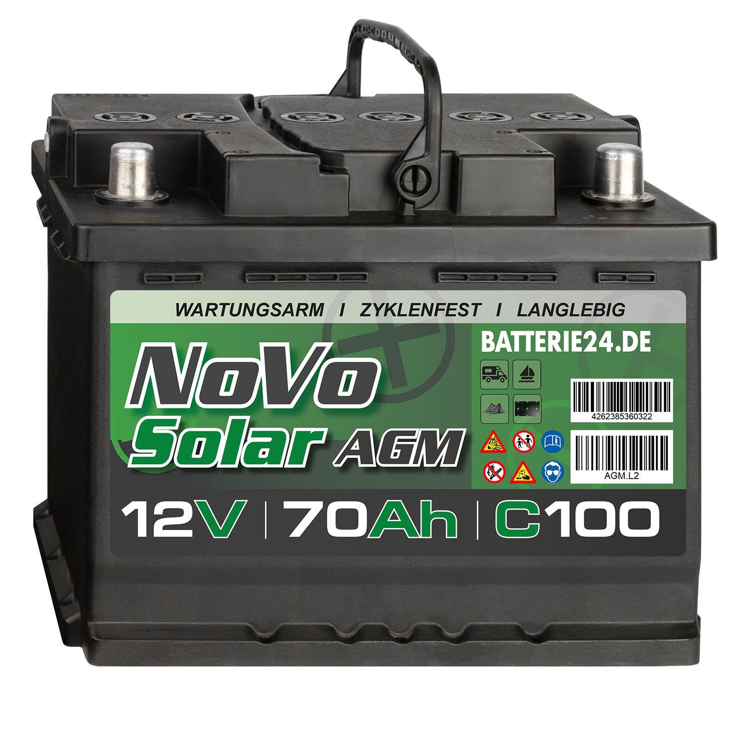 Novo Solar AGM 12V 70Ah Versorgerbatterie