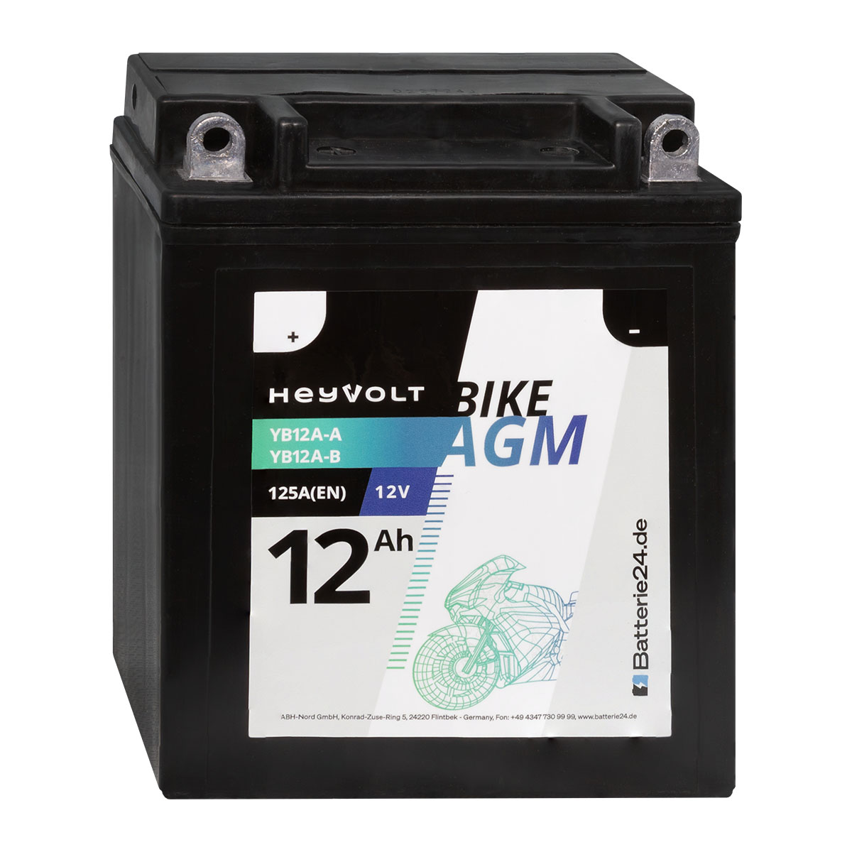 HeyVolt BIKE AGM Motorradbatterie YB12A-A YB12A-B 12V 12Ah