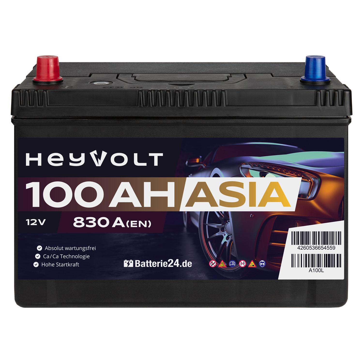 HeyVolt ASIA Autobatterie A100L 12V 100Ah