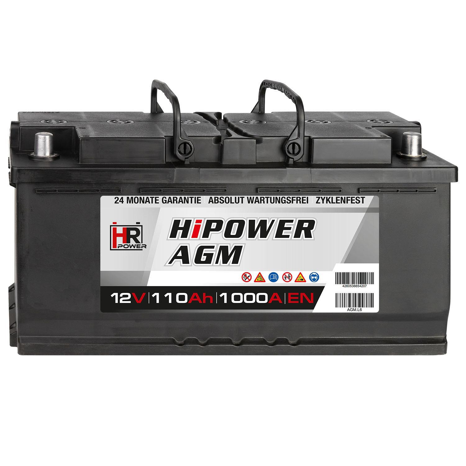 HR HiPower Autobatterie AGM Batterie 12V 110Ah