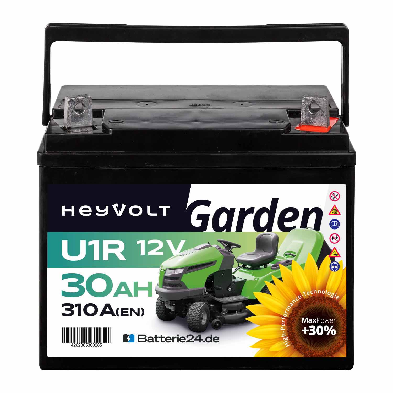 HeyVolt Garden U1R SLA Rasentraktorbatterie 30Ah 310A