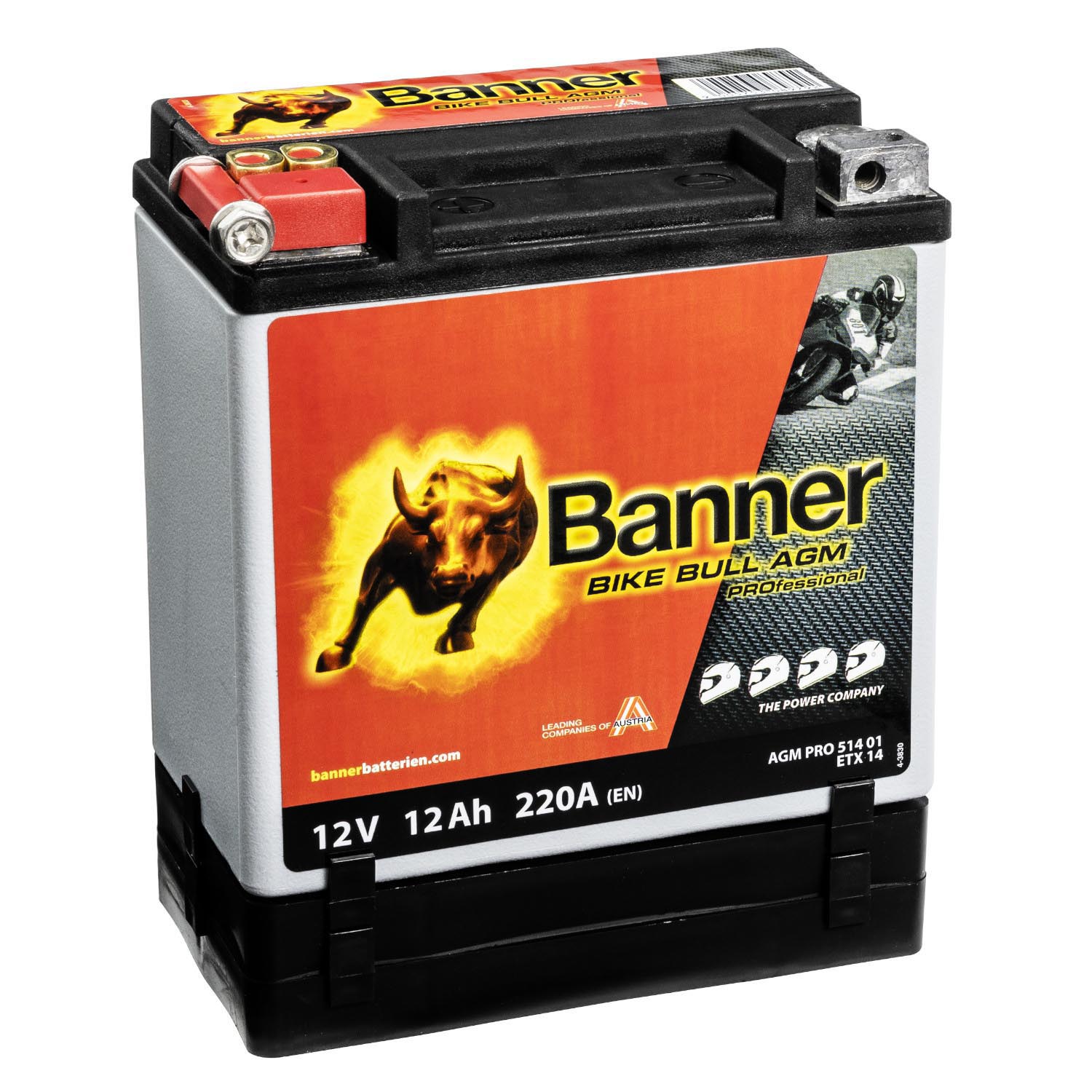Banner AGM PRO Motorradbatterie 51401 BETX14 12V 12Ah