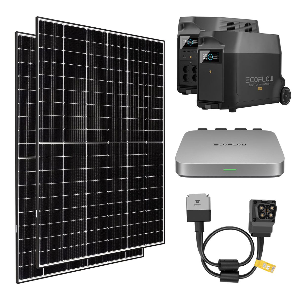 Set 2 Solarmodule 410W + Wechselrichter 800W + Powerstation 3600Wh DELTA PRO + Extra Batterie 3600Wh