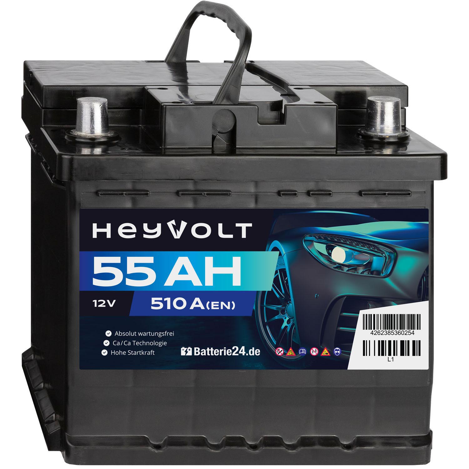 HeyVolt Start Autobatterie 12V 55Ah