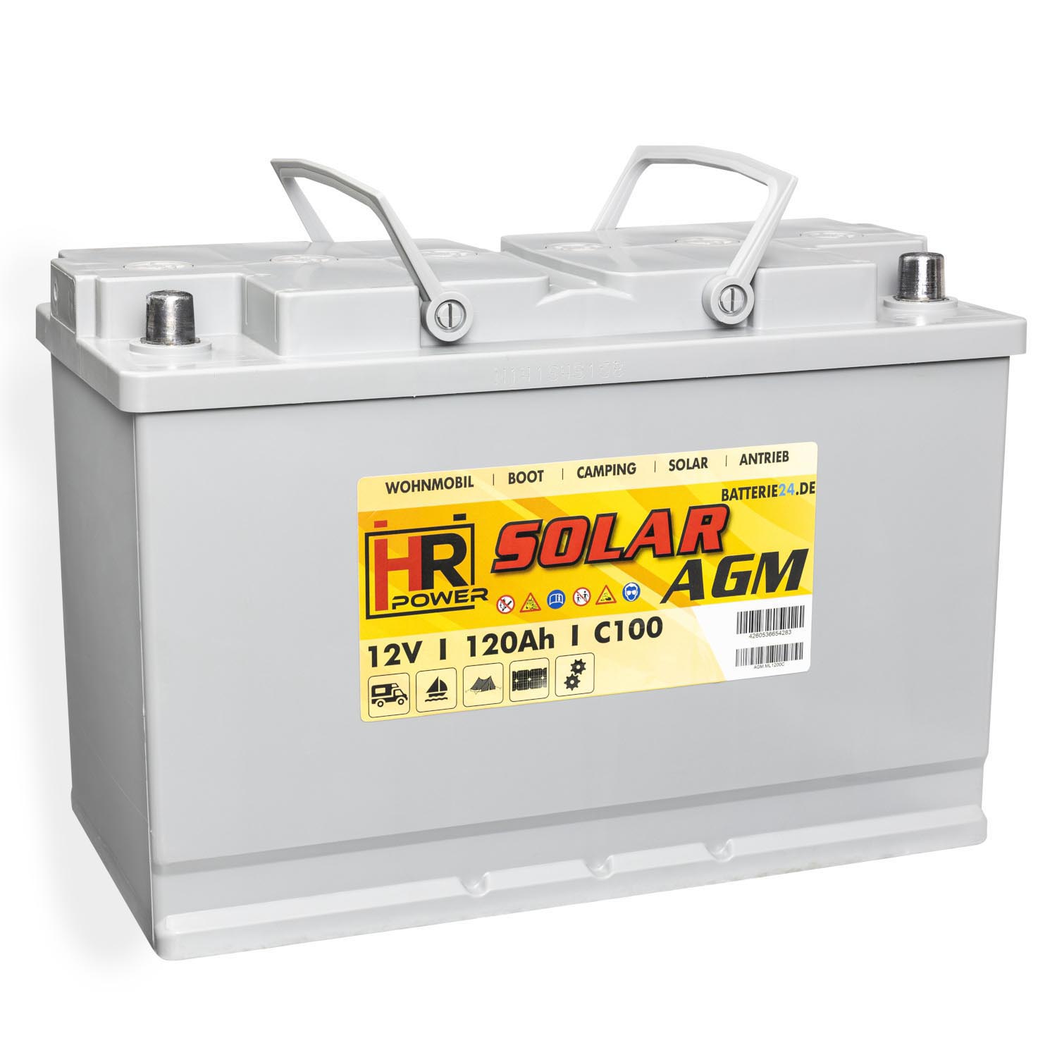 HR Solar AGM 12V 120Ah Versorgungsbatterie