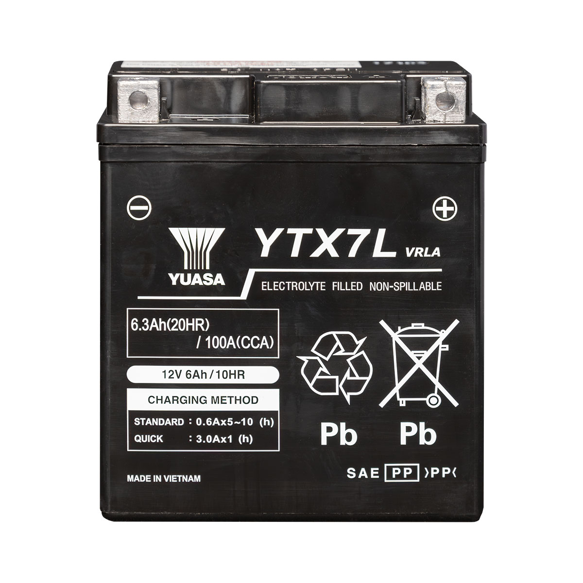 Yuasa YTX7L AGM 12V 6Ah Motorradbatterie