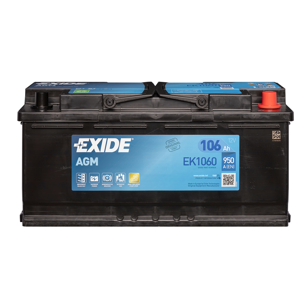 Exide EK1060 AGM Autobatterie 12V 106Ah