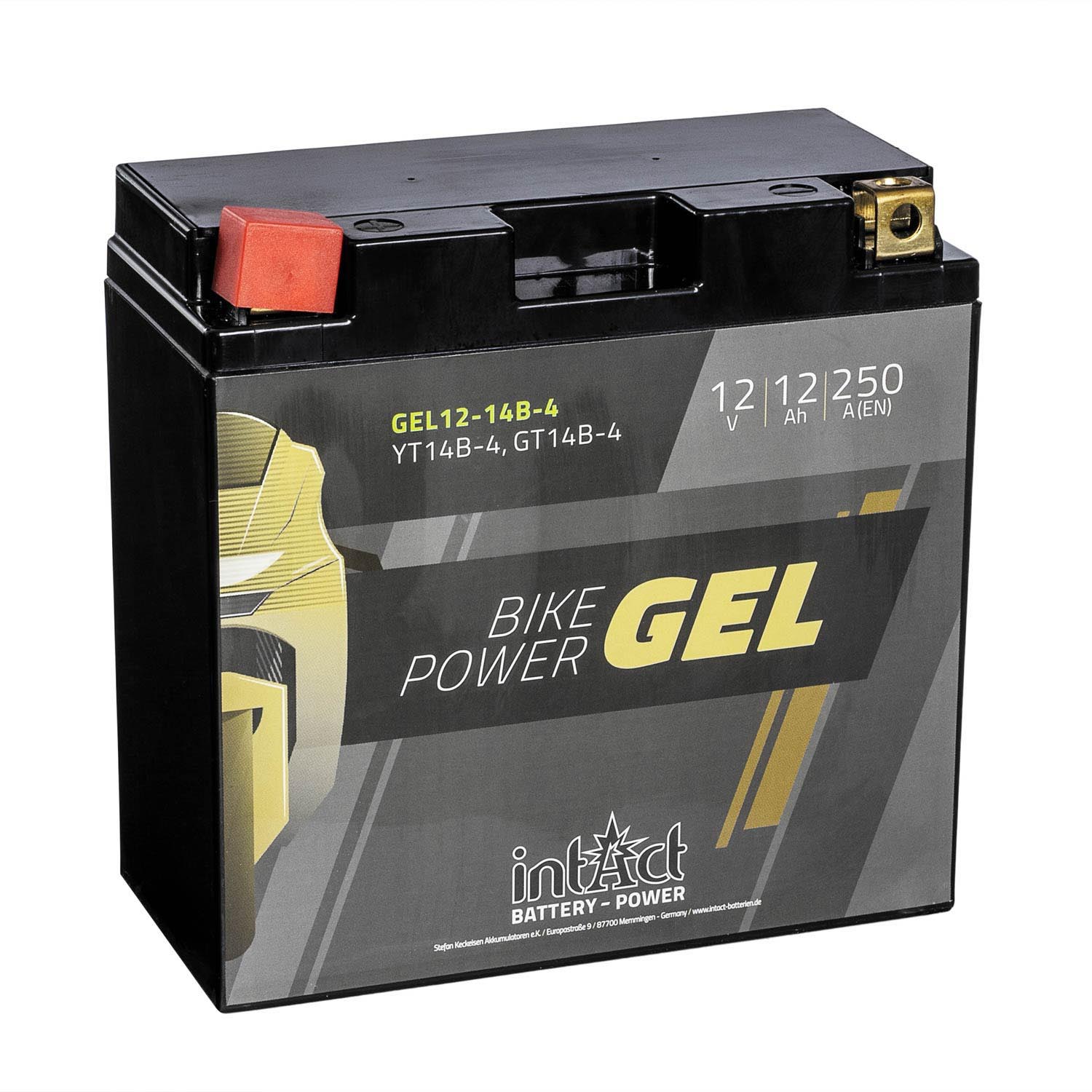 intAct Bike-Power Motorradbatterie GEL YT14B-4 12V 12Ah Gel12-14B-4