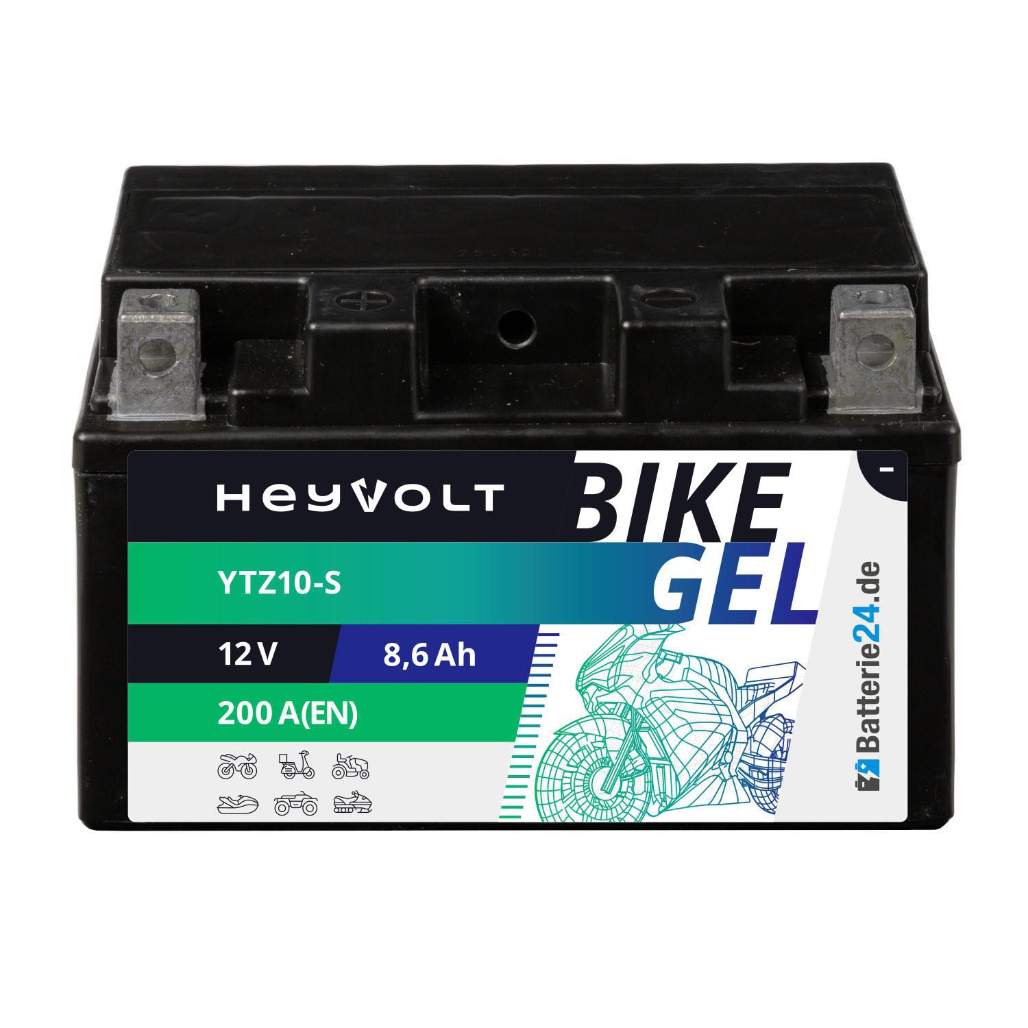 HeyVolt BIKE GEL Motorradbatterie YTZ10-S 50922 12V 8,6Ah