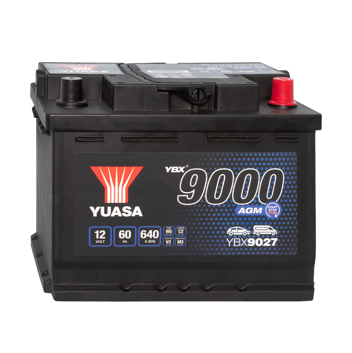 Yuasa YBX9027 AGM 12V 60Ah Autobatterie