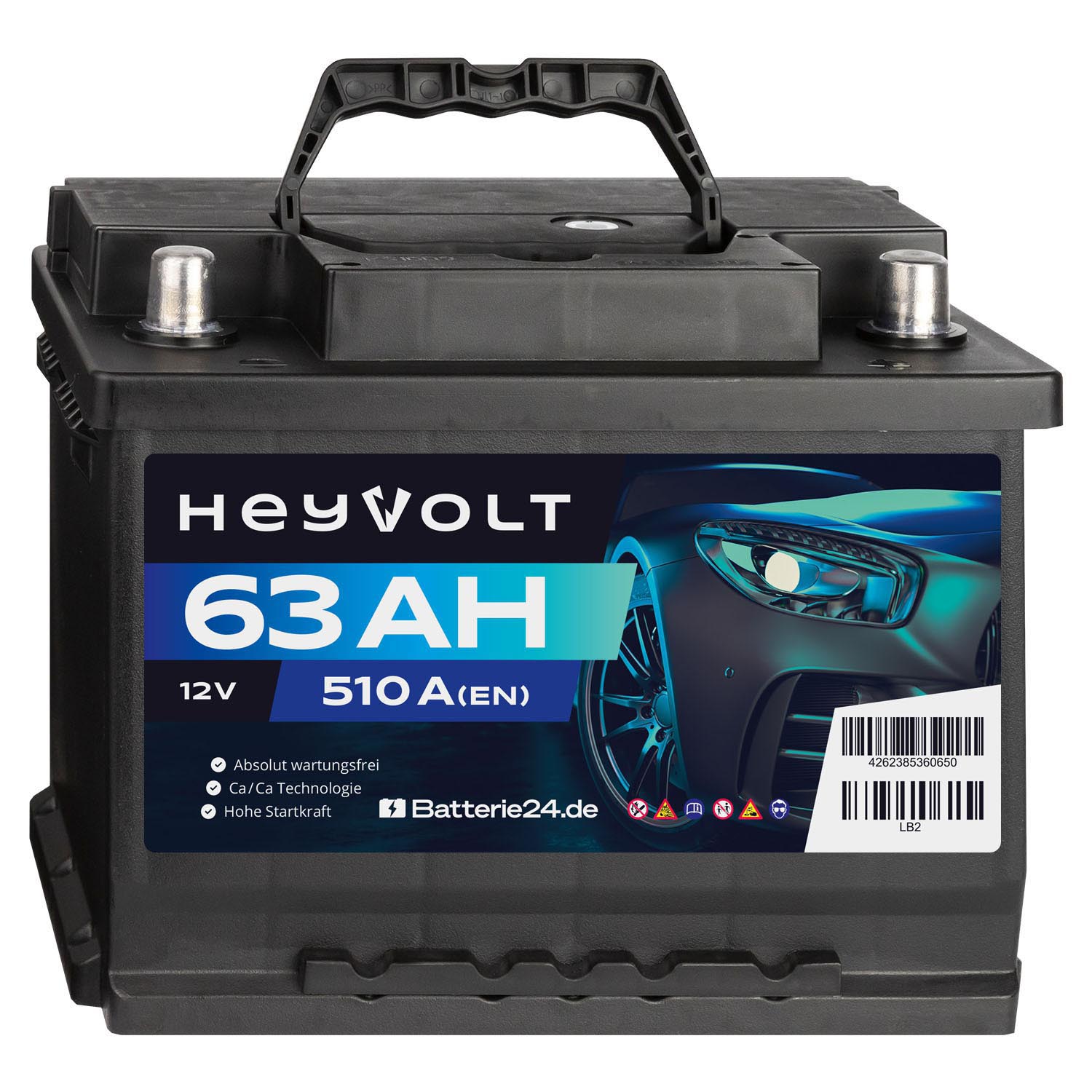 HeyVolt Start Autobatterie 12V 63Ah