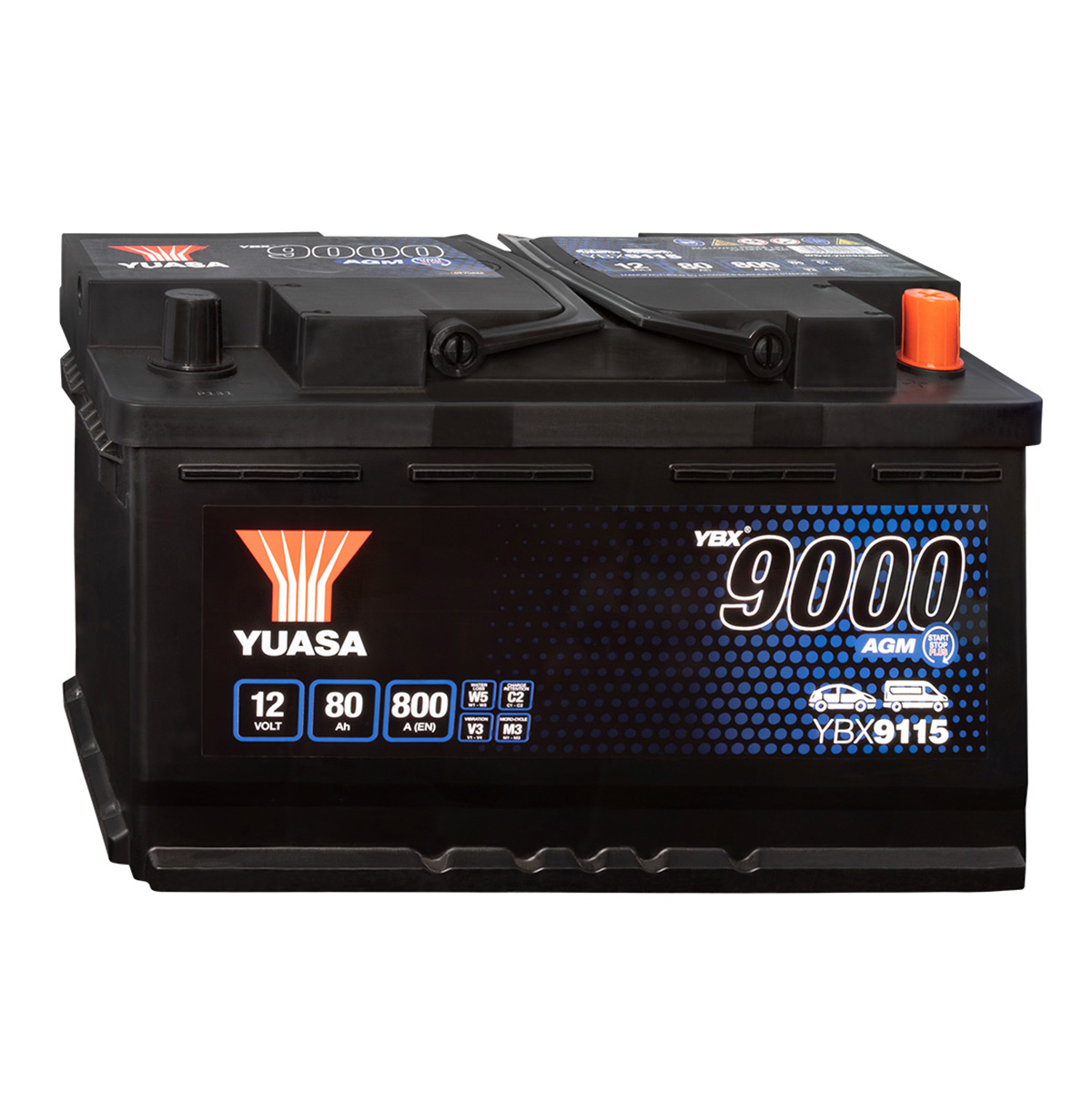 Yuasa YBX9115 AGM 12V 80Ah Autobatterie