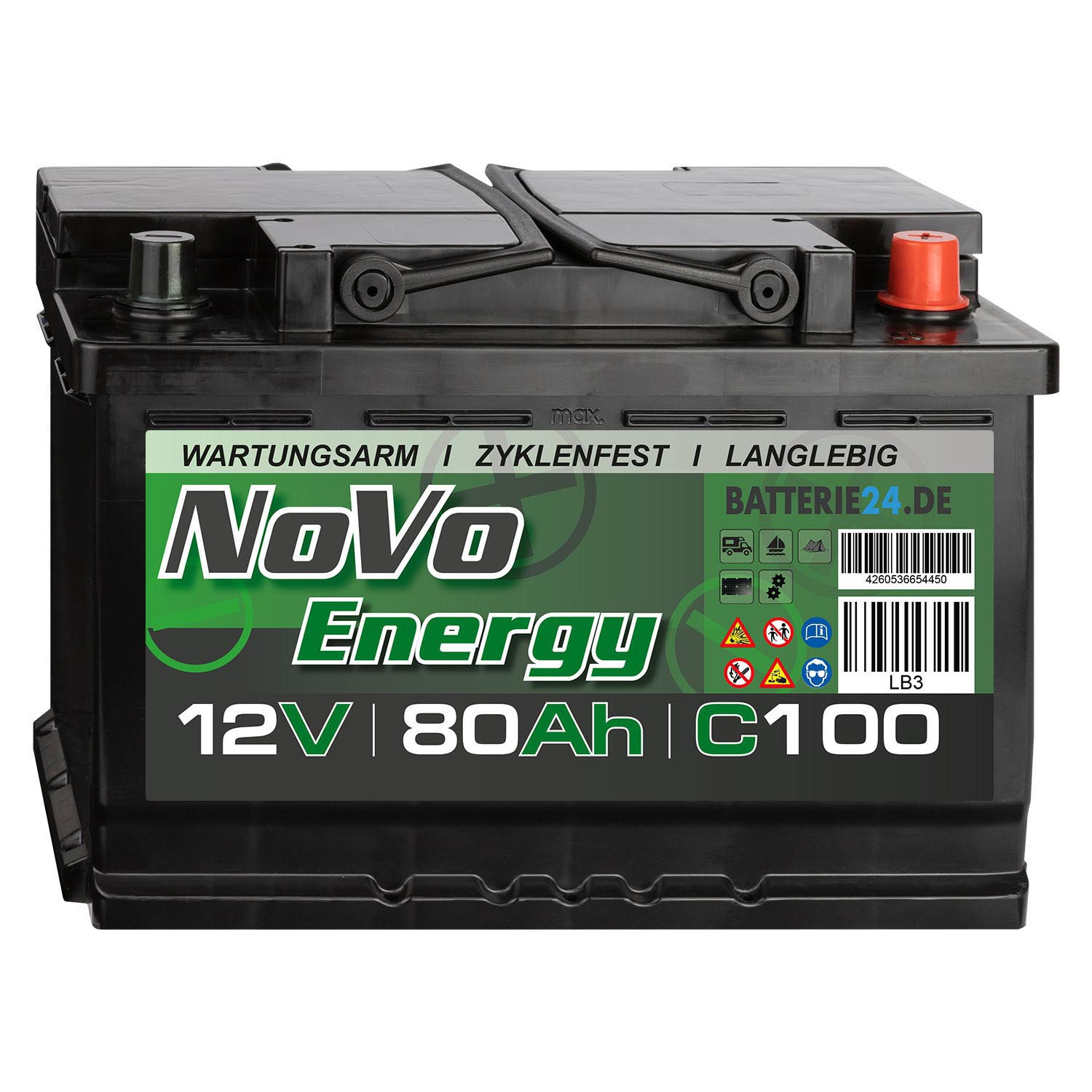Novo Energy Batterie 12V 80Ah (USt-befreit nach §12 Abs.3 Nr. 1 S.1 UStG)