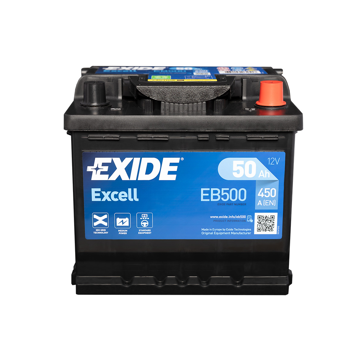 Exide Excell EB500 12V 50Ah Autobatterie