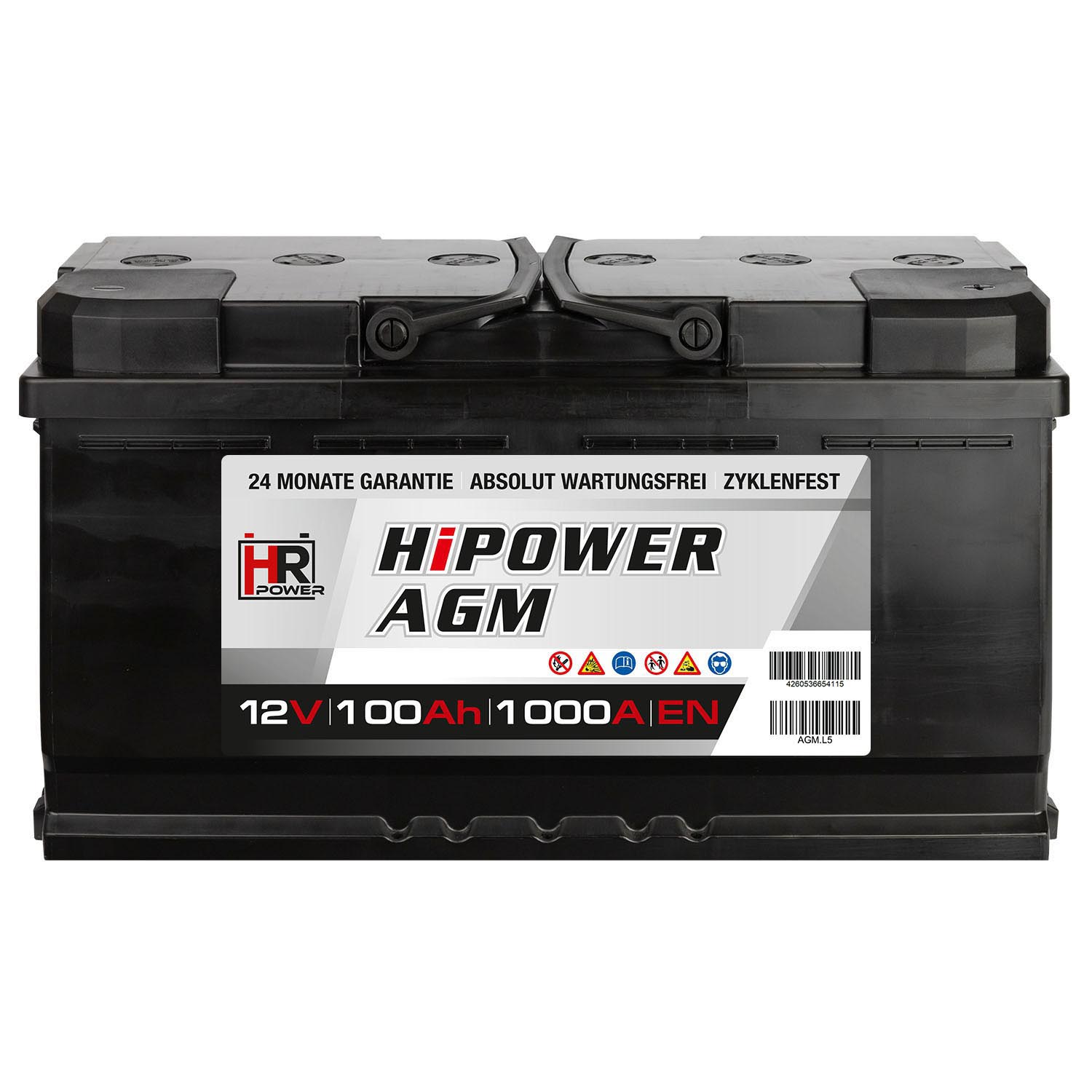 HR HiPower Autobatterie AGM Batterie 12V 100Ah