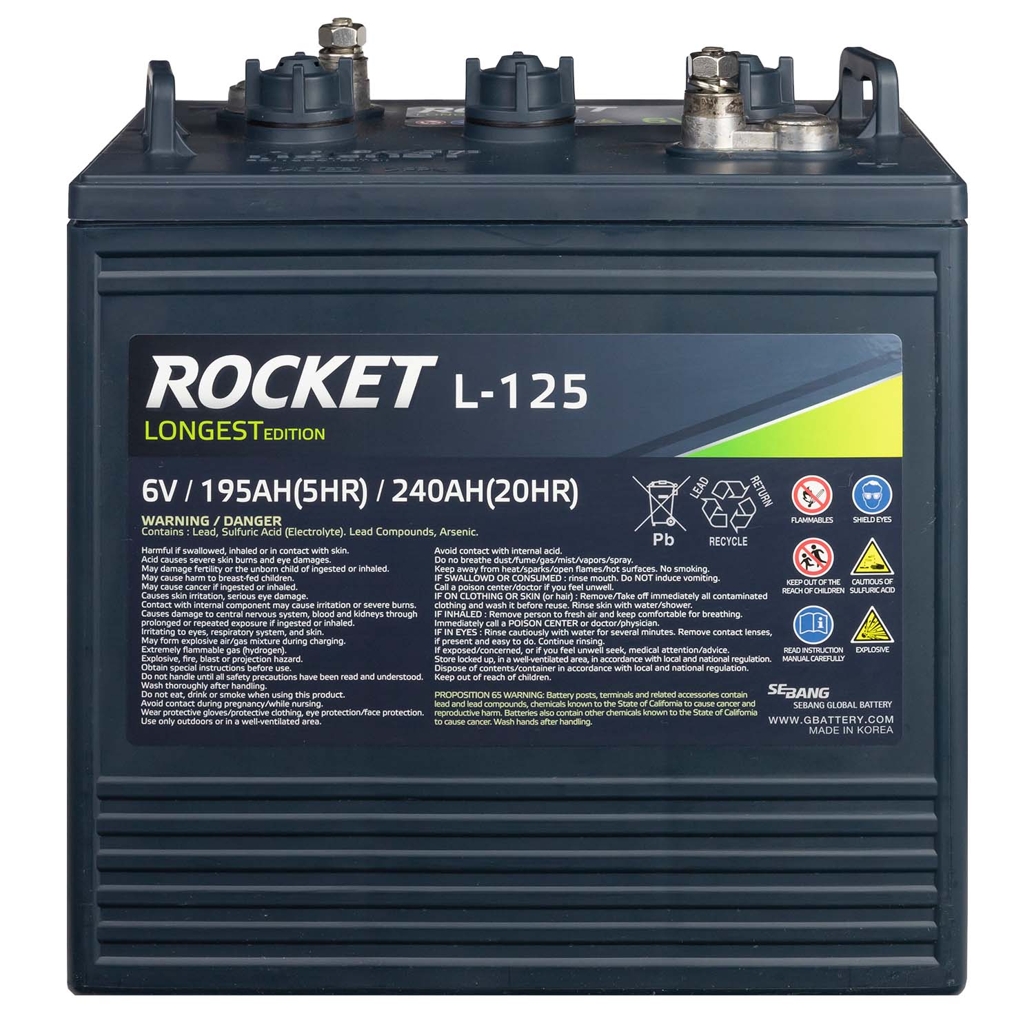 Rocket Deep Cycle Batterie L-125 6V 240Ah