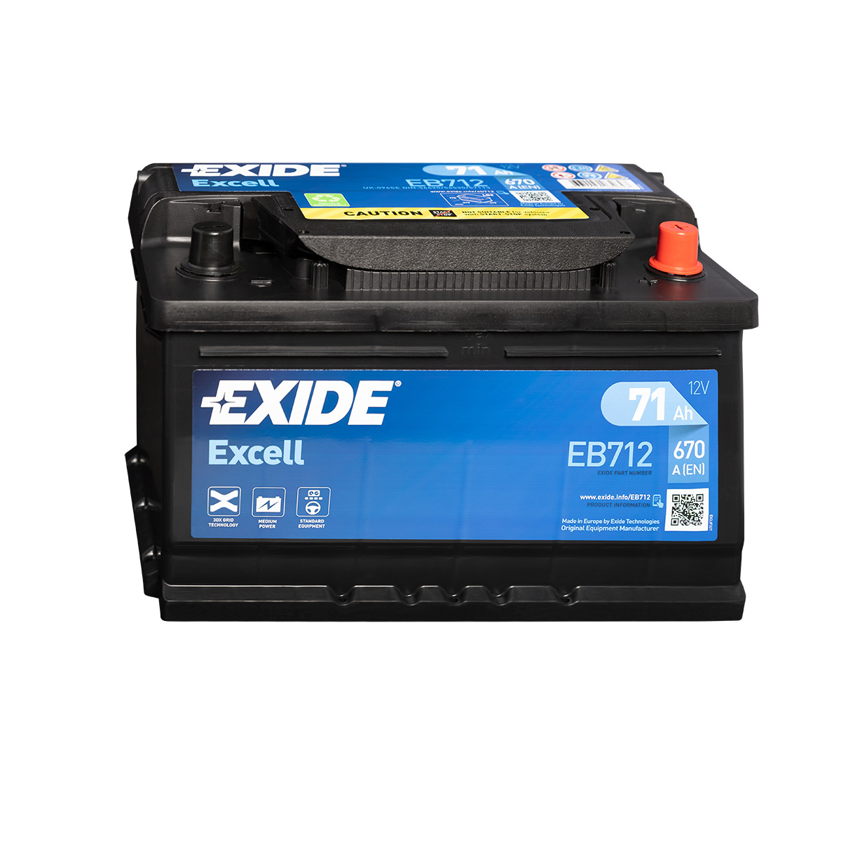 Exide Excell EB712 12V 71Ah Autobatterie