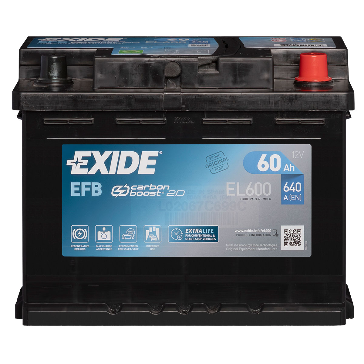 Exide EFB 12V 60Ah EL600 Autobatterie