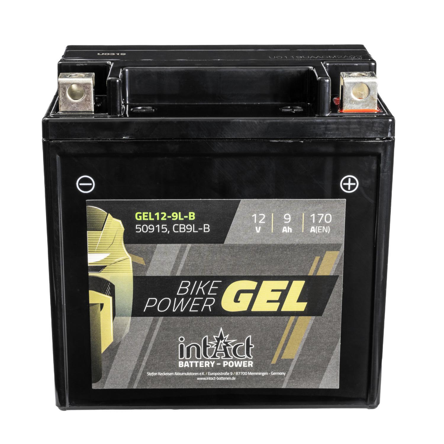 intAct Bike-Power Motorradbatterie GEL CB9L-B 12V 9Ah 50915 GEL12-9L-B