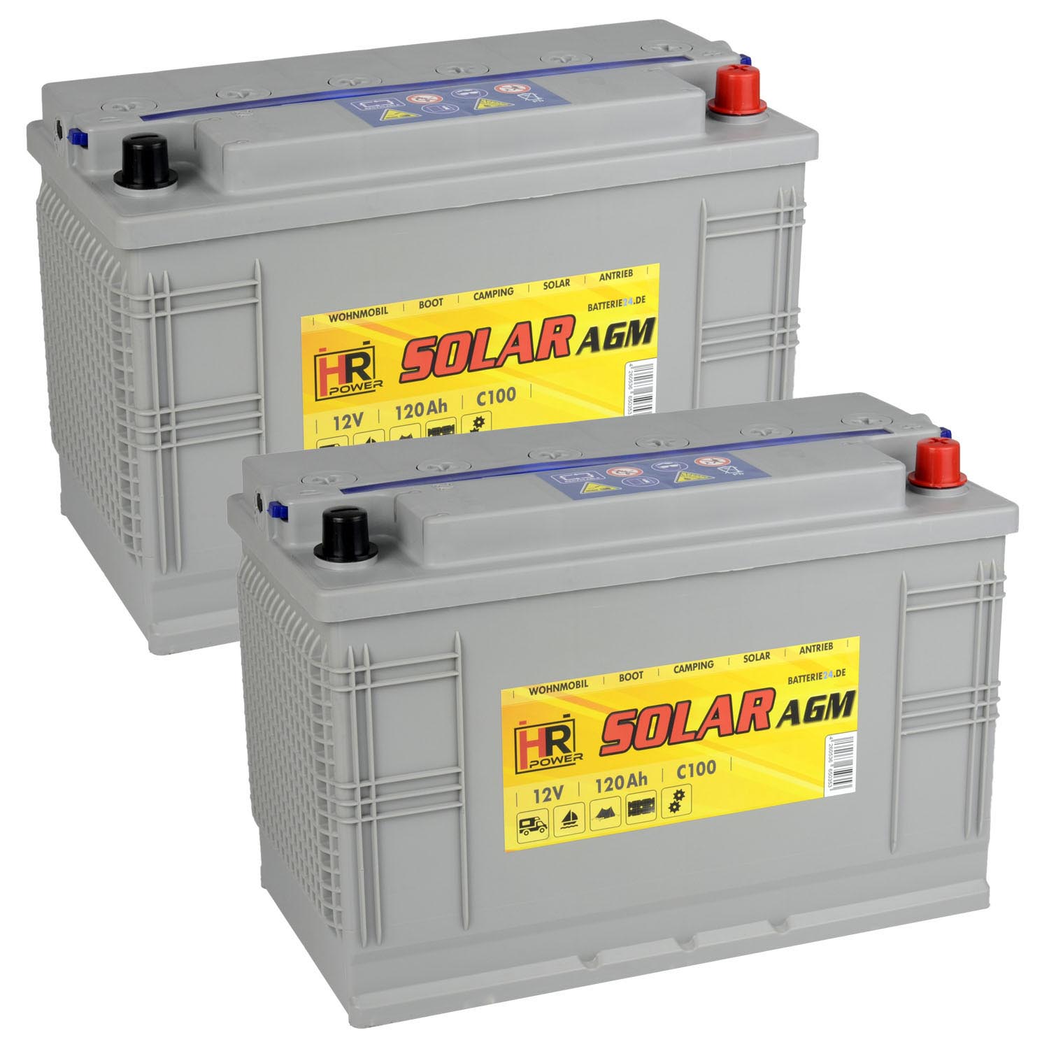 2x HR Solar AGM 12V 120Ah Versorgungsbatterie