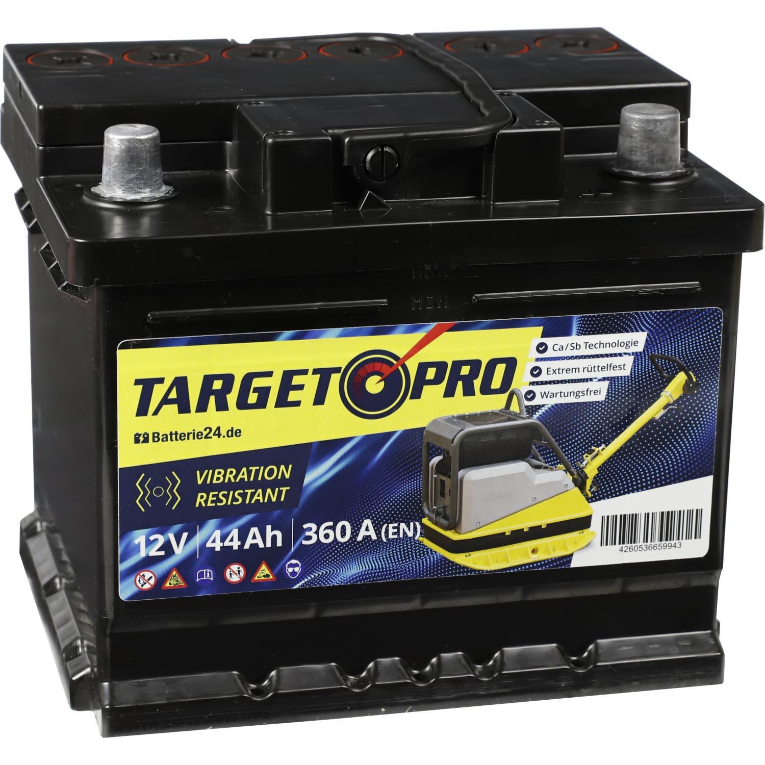 Rüttelplatte Batterie TARGET PRO 12V 44Ah rüttelfest für Bodenverdichter