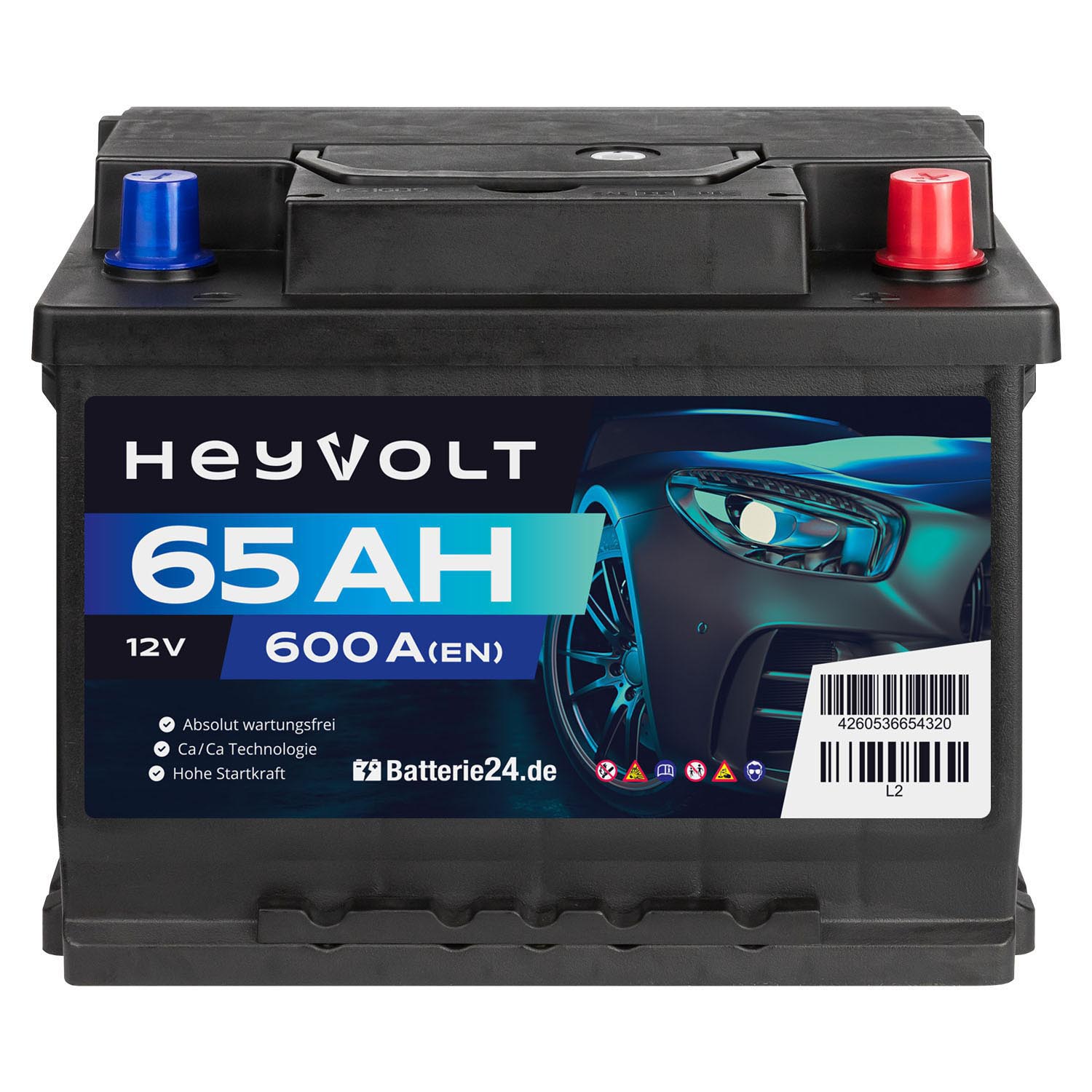 HeyVolt Start Autobatterie 12V 65Ah