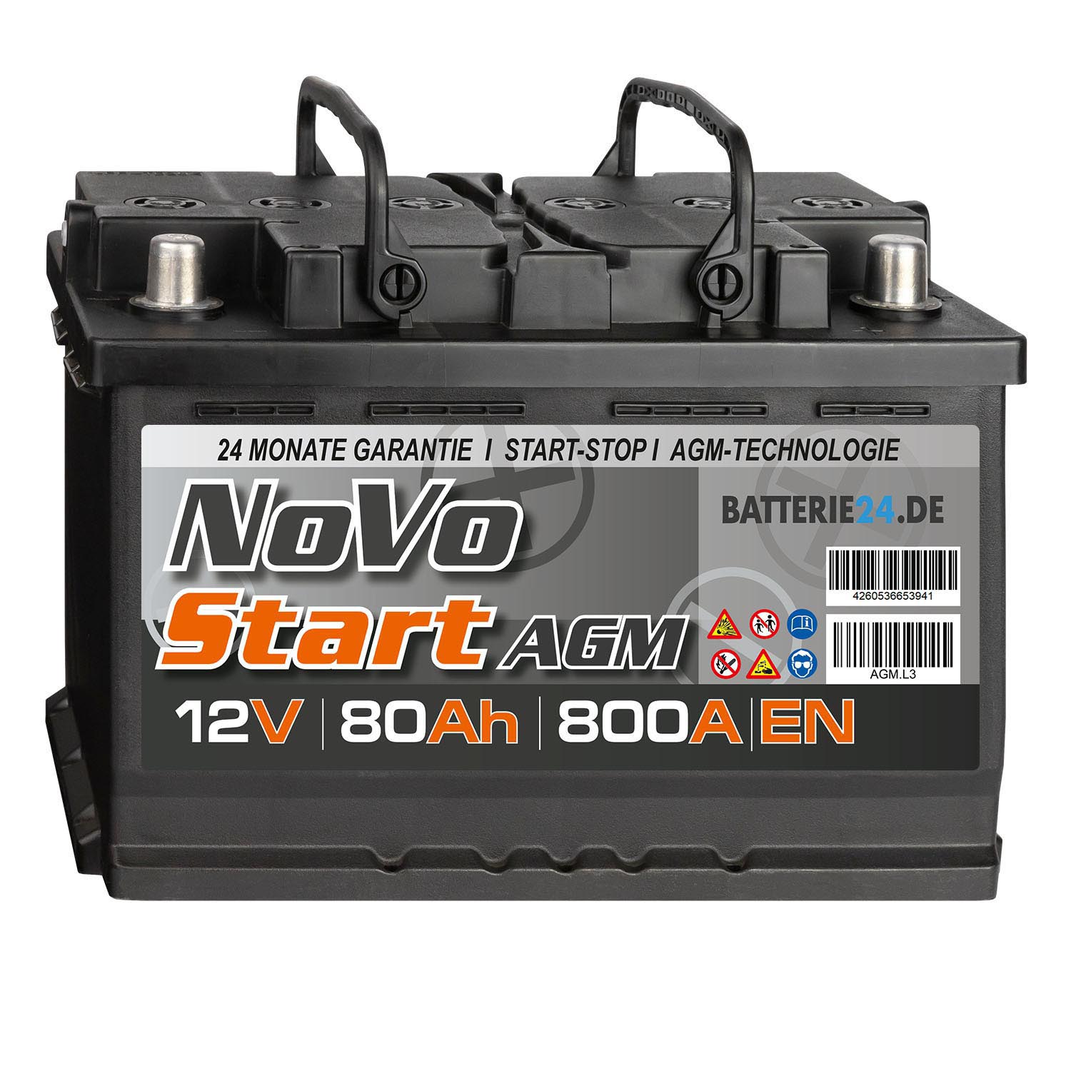 Novo AGM Autobatterie 12V 80Ah