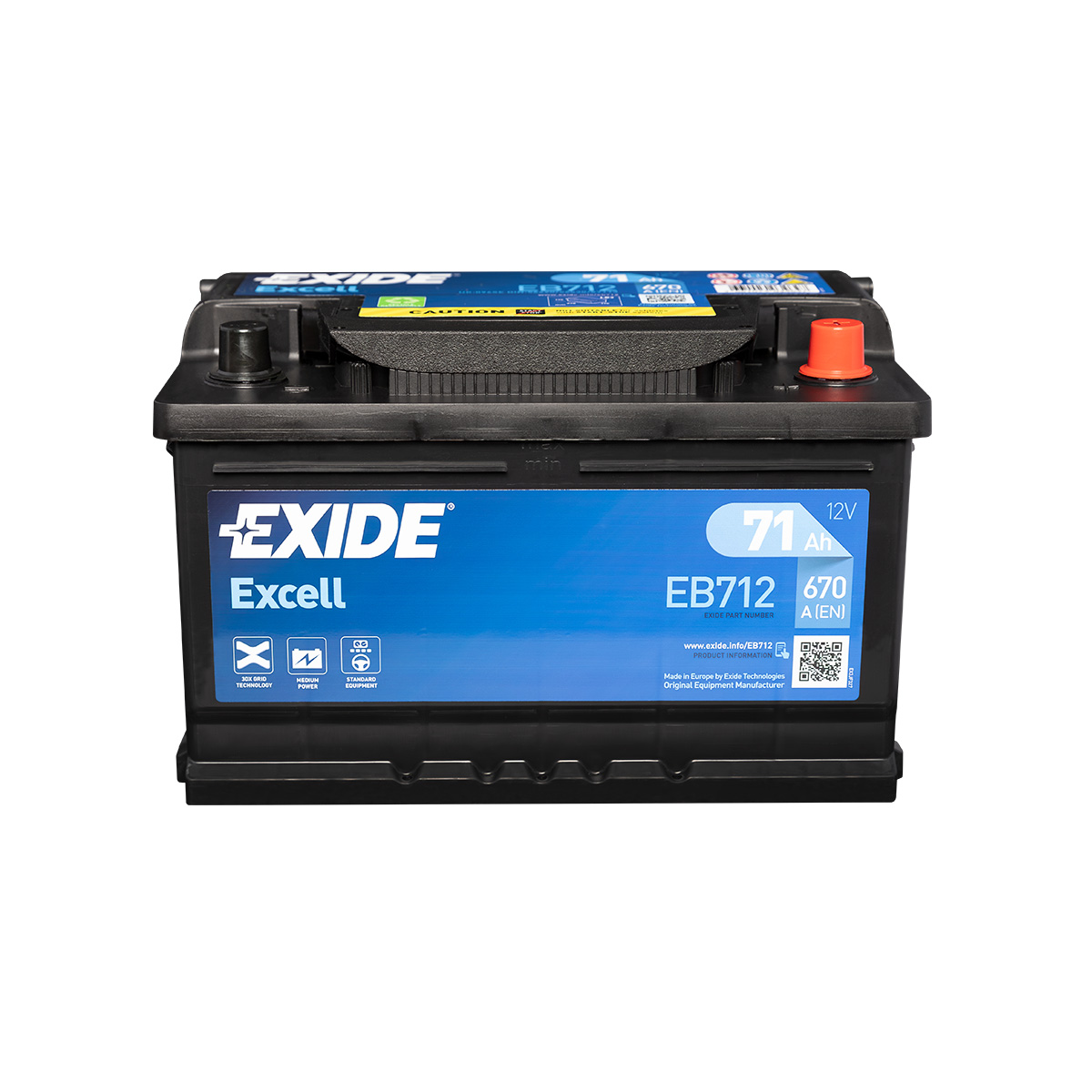 Exide Excell EB712 12V 71Ah Autobatterie